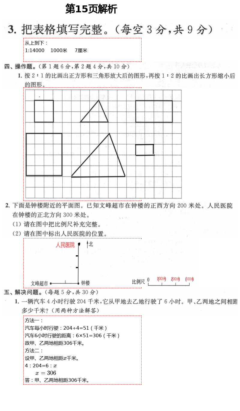 2021年绿色指标自我提升六年级数学下册苏教版 第15页