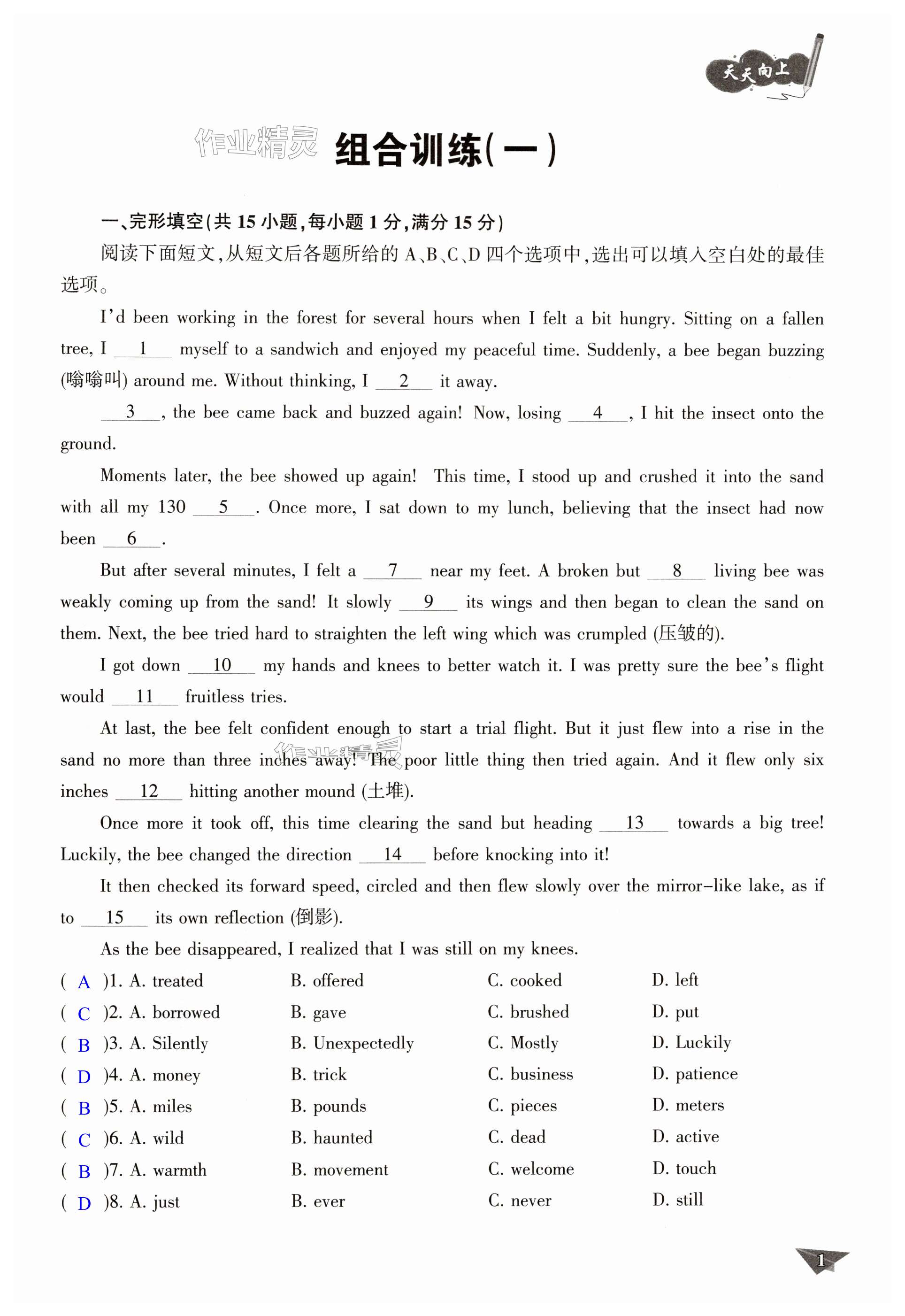 2024年天天向上組合訓練九年級英語 第1頁