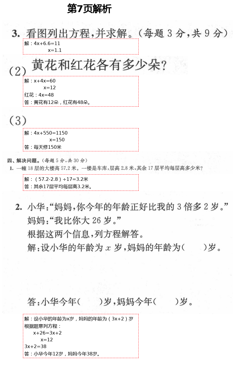 2021年绿色指标自我提升五年级数学下册苏教版 第7页