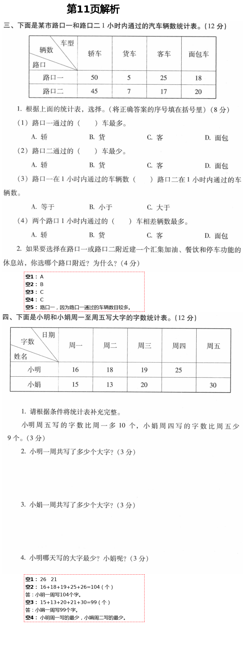 2021年云南省標(biāo)準(zhǔn)教輔同步指導(dǎo)訓(xùn)練與檢測三年級數(shù)學(xué)下冊人教版 參考答案第20頁