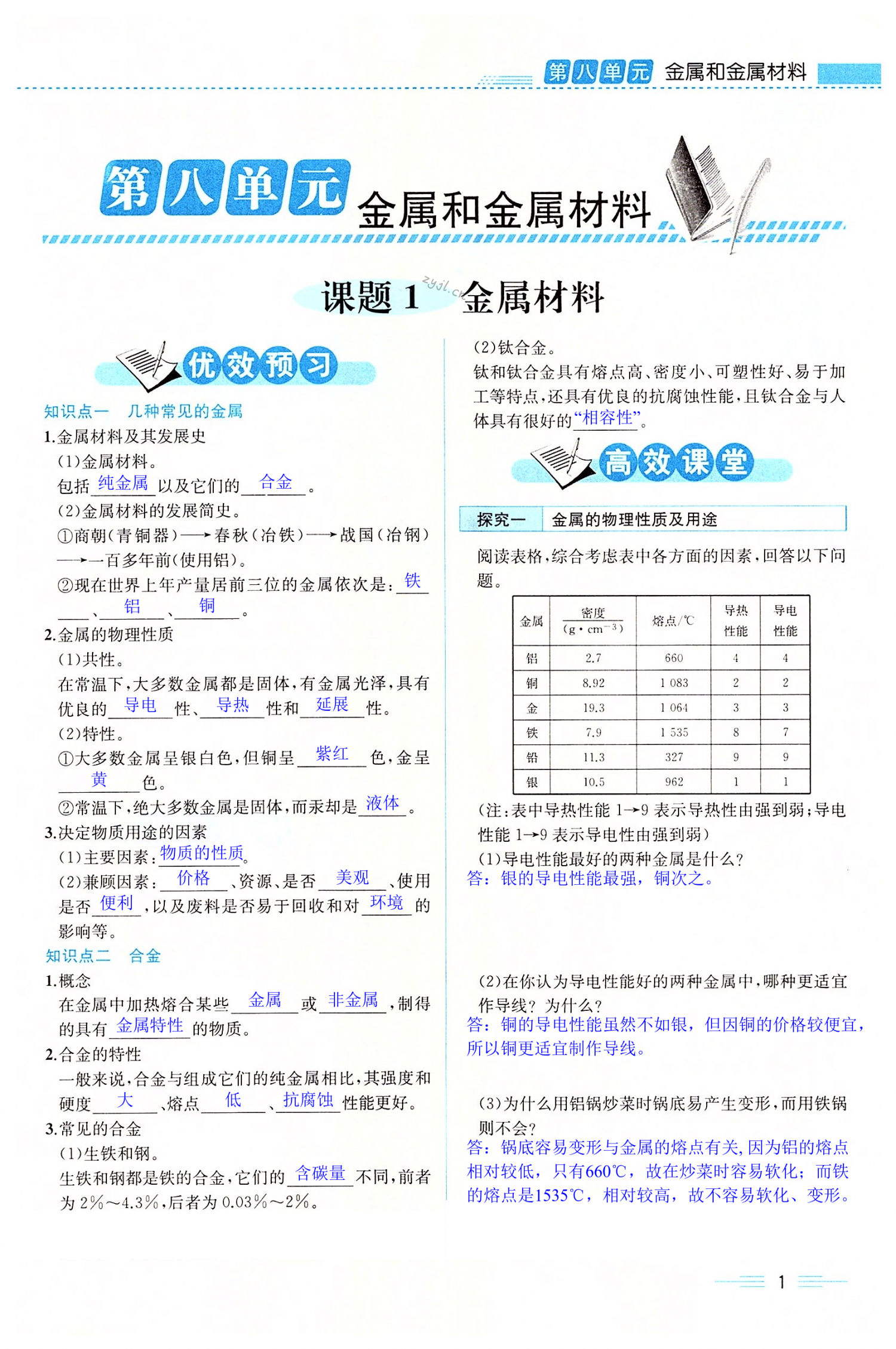 2022年人教金学典同步解析与测评九年级化学下册人教版重庆专版 第1页