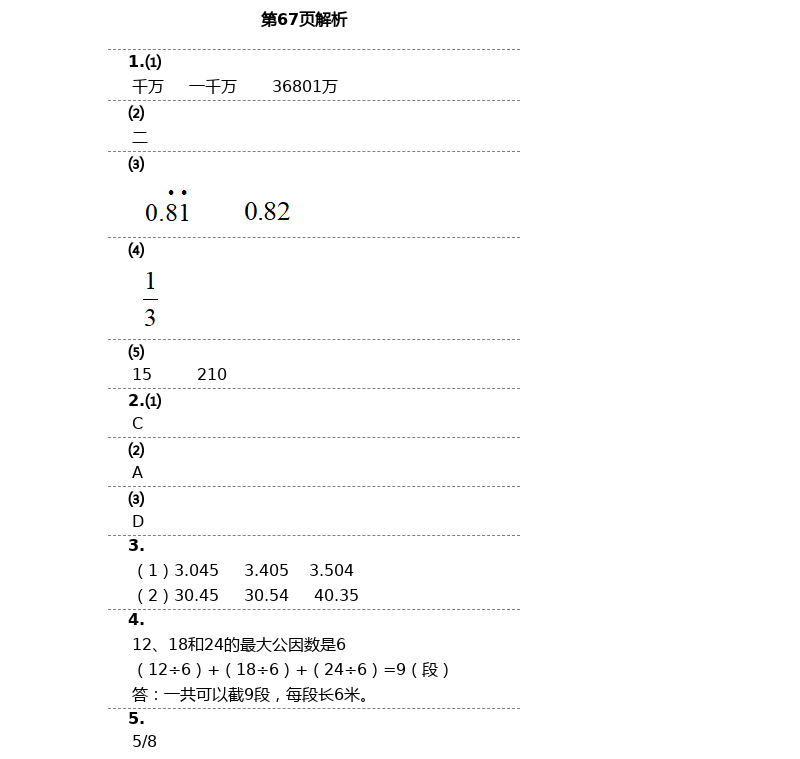 2021年新思維伴你學(xué)單元達(dá)標(biāo)測(cè)試卷六年級(jí)數(shù)學(xué)下冊(cè)人教版 第67頁