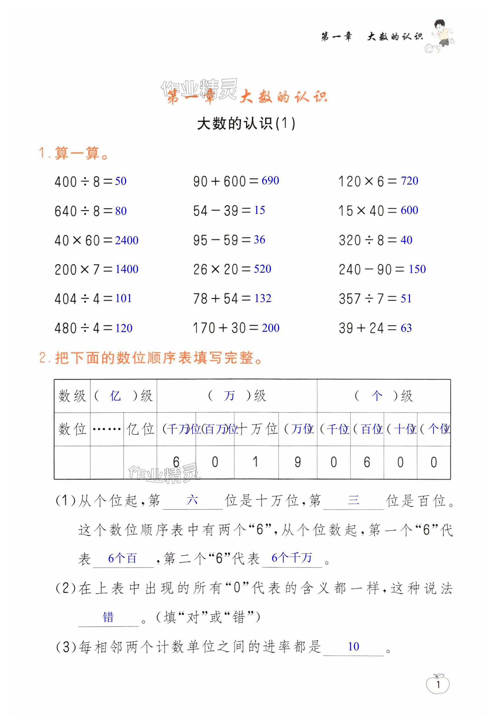 2024年口算題卡全能練四年級數(shù)學上冊人教版 第1頁