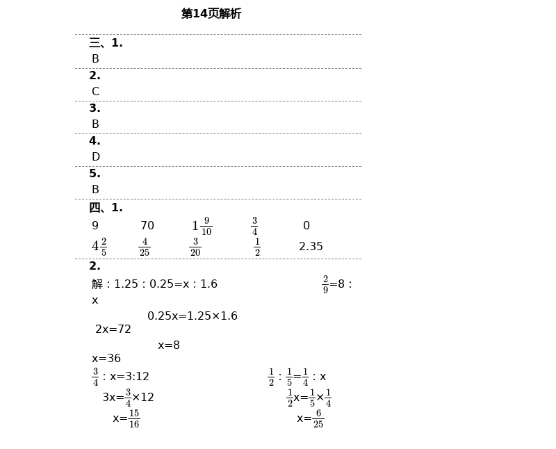 2021年金椰風(fēng)新課程同步練六年級數(shù)學(xué)下冊人教版 第14頁