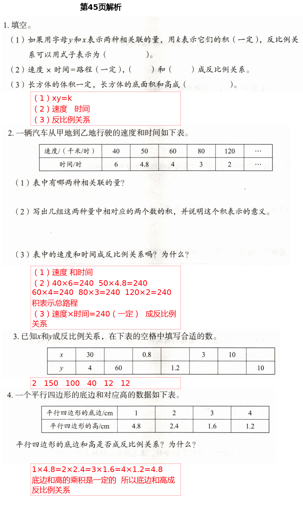 2021年小学同步练习册六年级数学下册人教版山东教育出版社 参考答案第12页