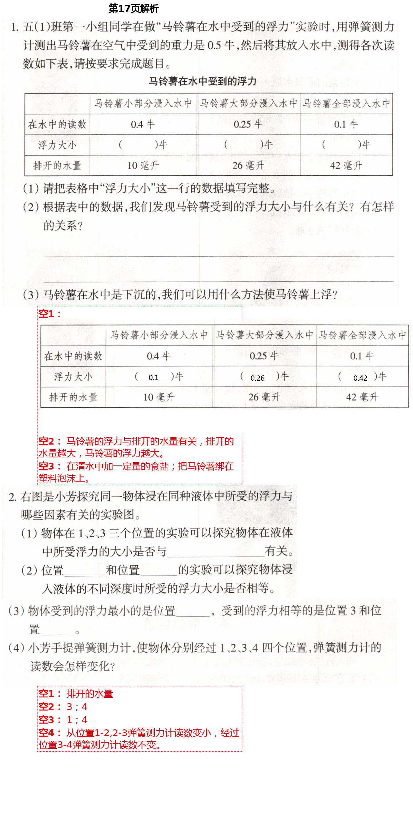 2021年導(dǎo)學(xué)新作業(yè)五年級科學(xué)下冊教科版 第17頁