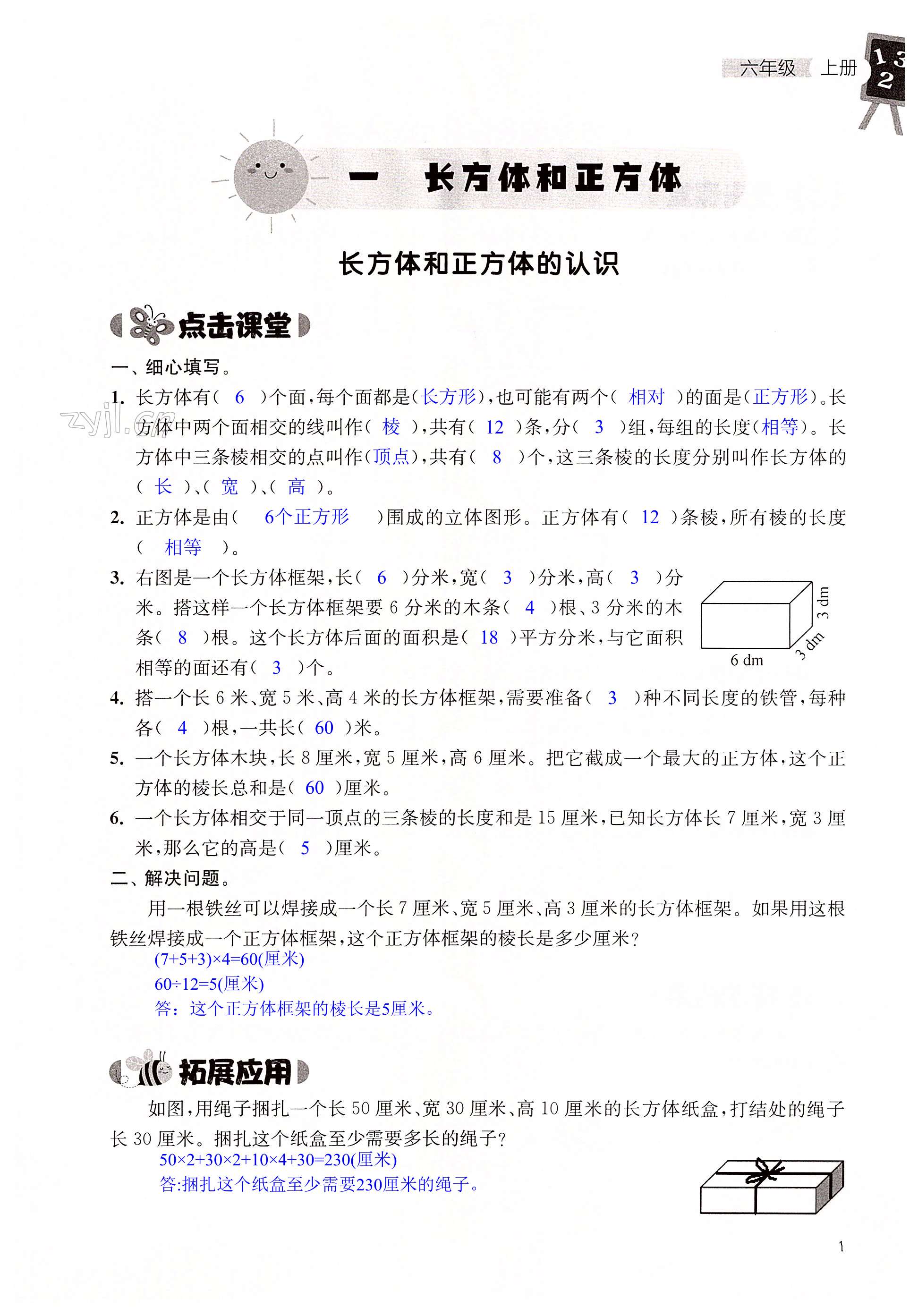 2023年课课练六年级数学上册苏教版 第1页