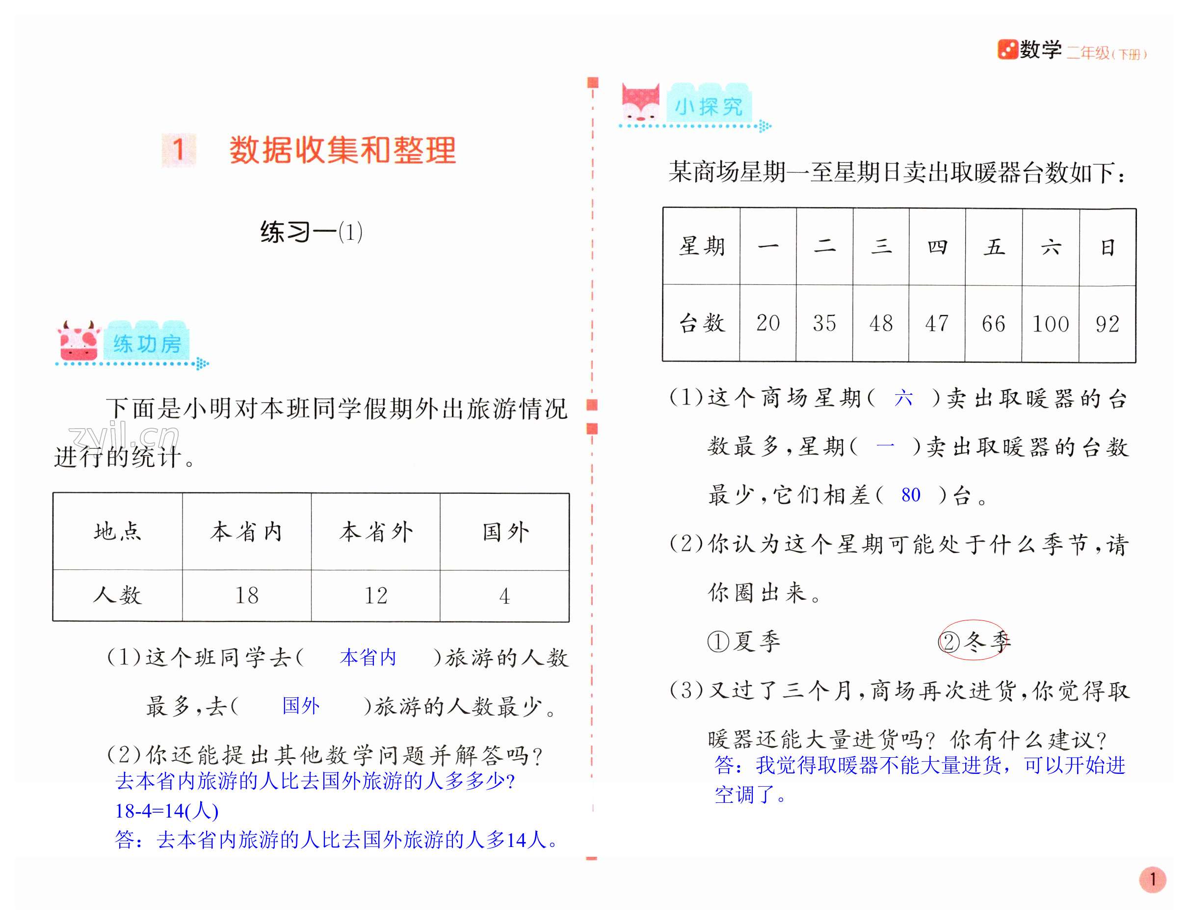 2023年課堂練習(xí)二年級(jí)數(shù)學(xué)下冊(cè)人教版 第1頁