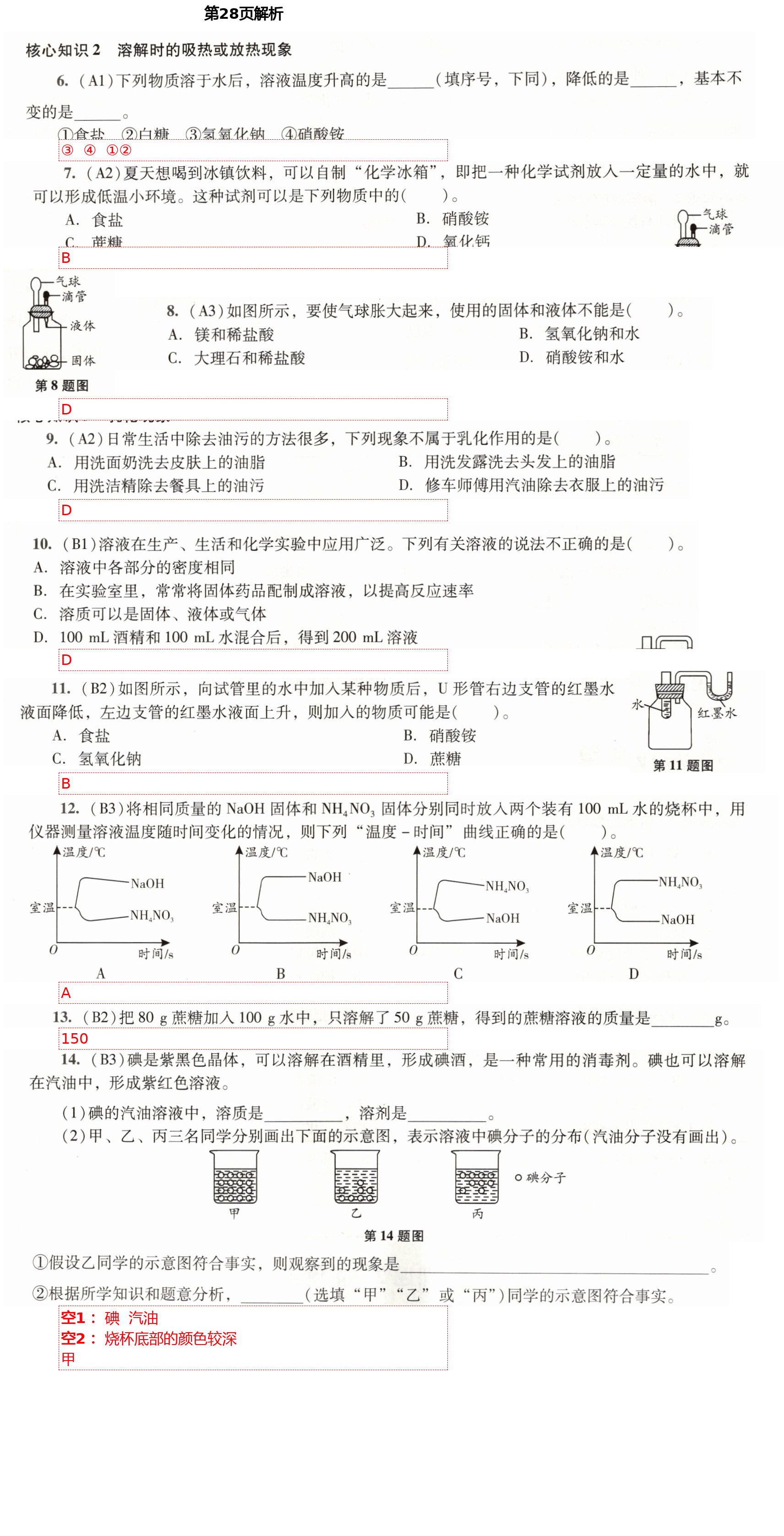 2021年新課程學習輔導九年級化學下冊人教版中山專版 參考答案第10頁