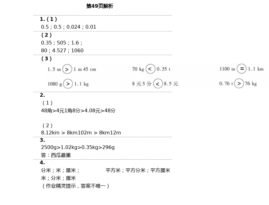 2021年新思維伴你學(xué)單元達(dá)標(biāo)測(cè)試卷四年級(jí)數(shù)學(xué)下冊(cè)人教版 第49頁