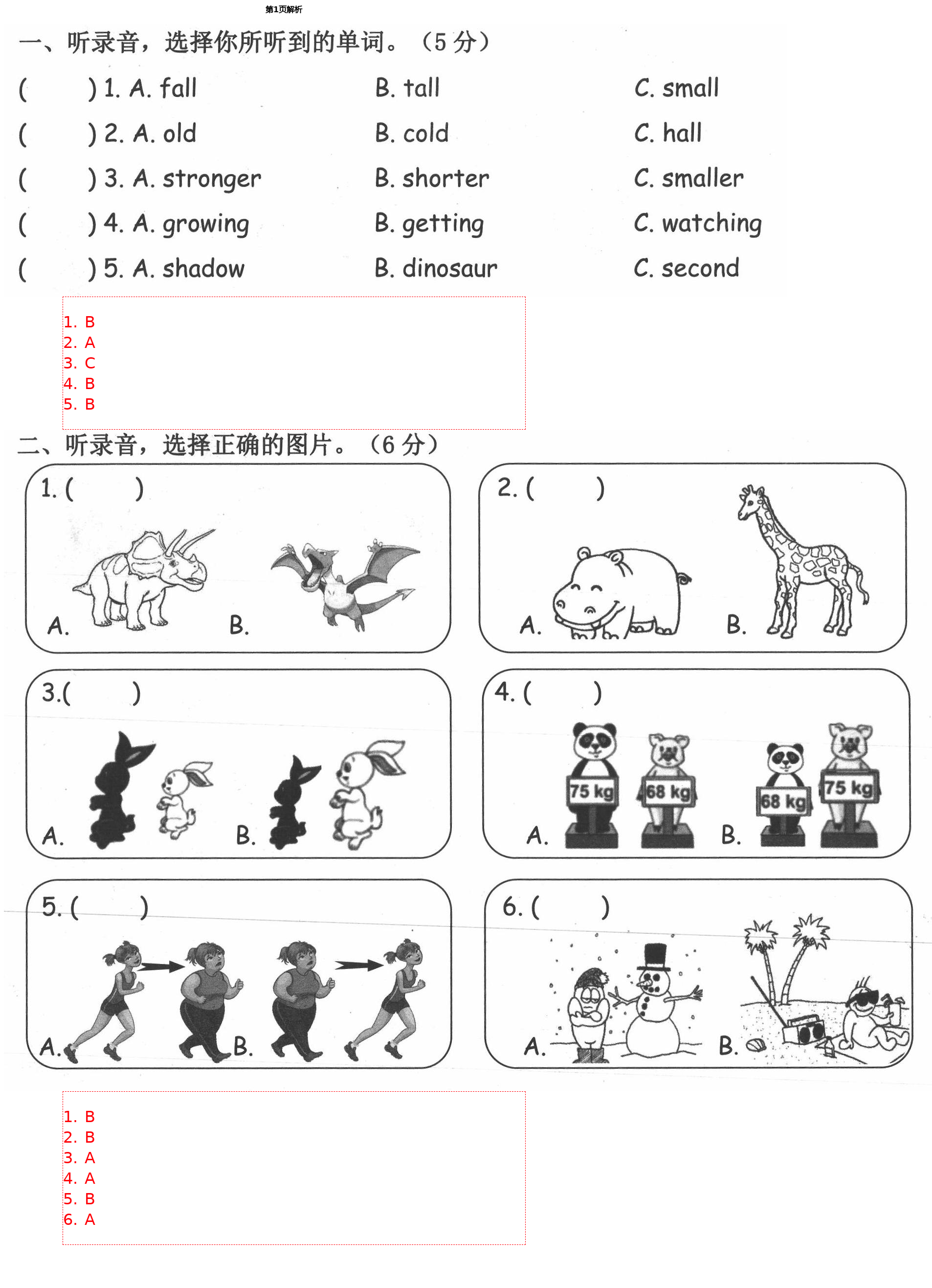 2021年小學(xué)英語單元卷六年級(jí)下冊(cè)人教版寧波出版社 第1頁