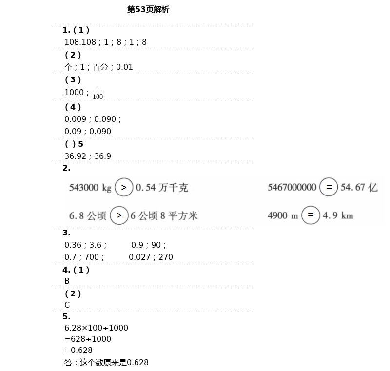 2021年新思维伴你学单元达标测试卷四年级数学下册人教版 第53页