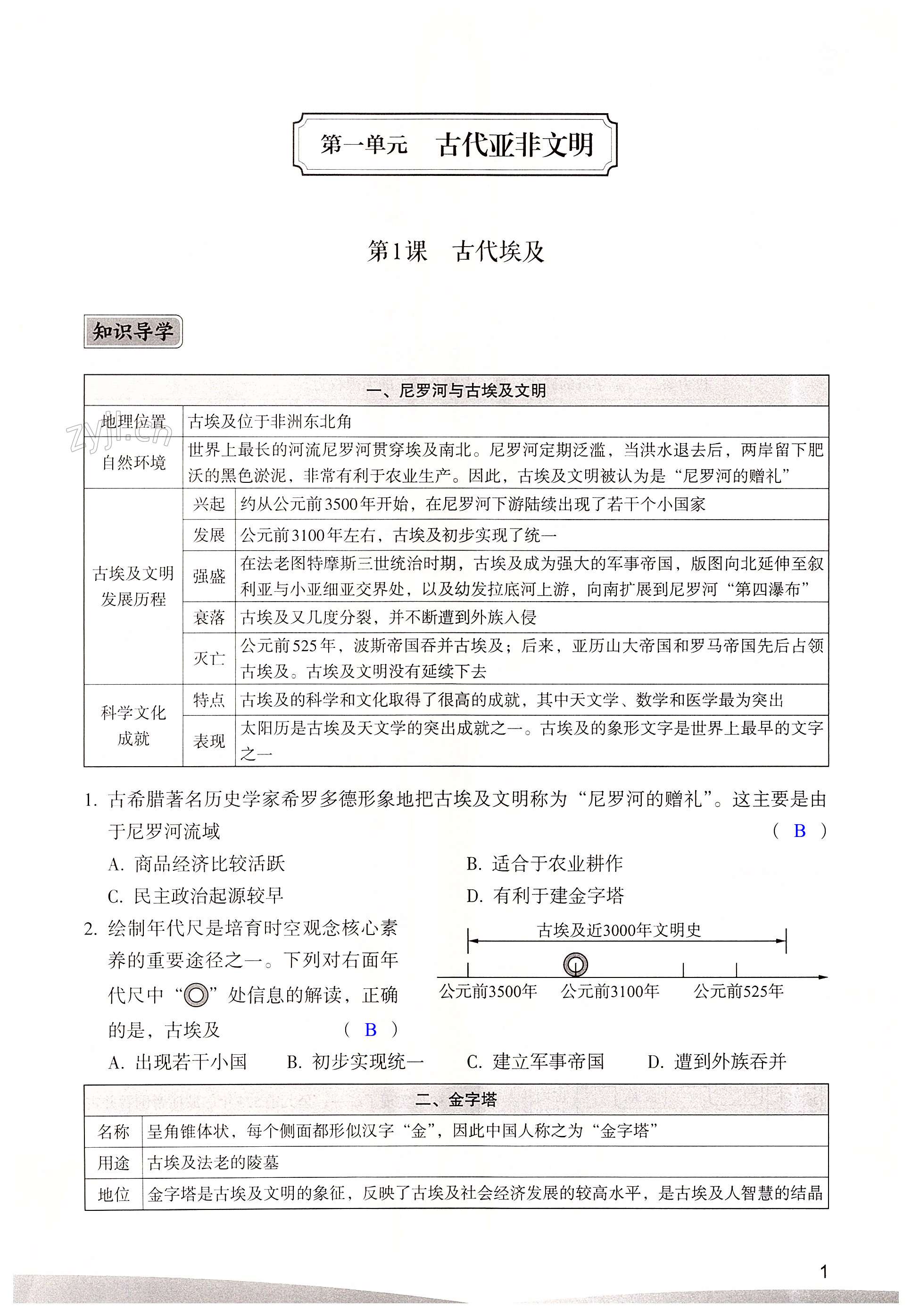 2022年精編精練浙江教育出版社九年級歷史上冊人教版 第1頁