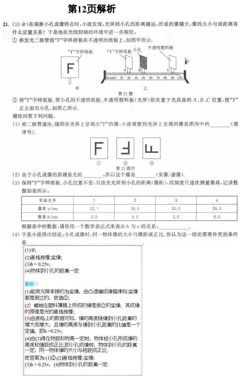 2021年通城學(xué)典課時作業(yè)本八年級物理上冊蘇科版江蘇專版 參考答案第21頁