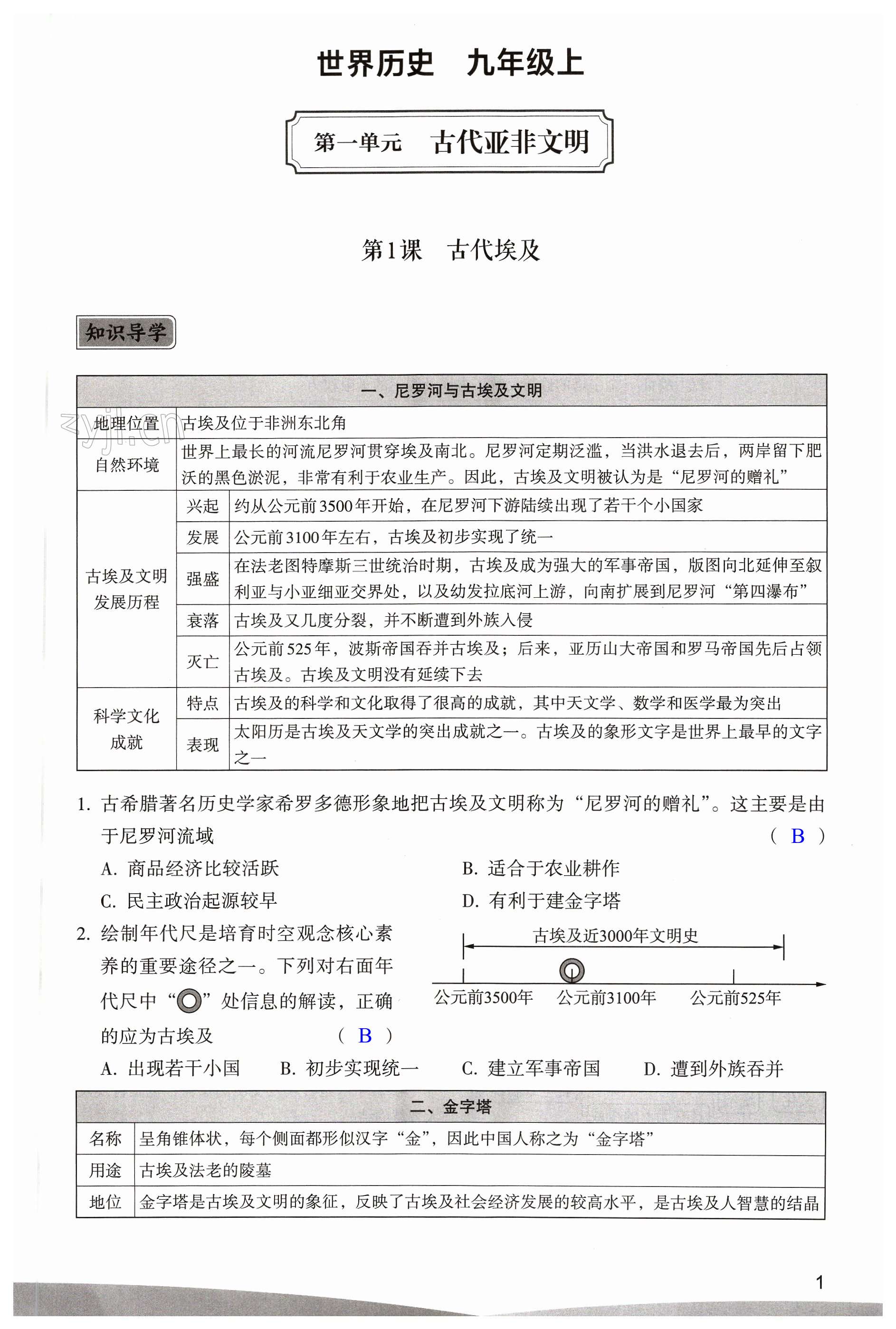 2023年精編精練浙江教育出版社九年級歷史全一冊人教版 第1頁