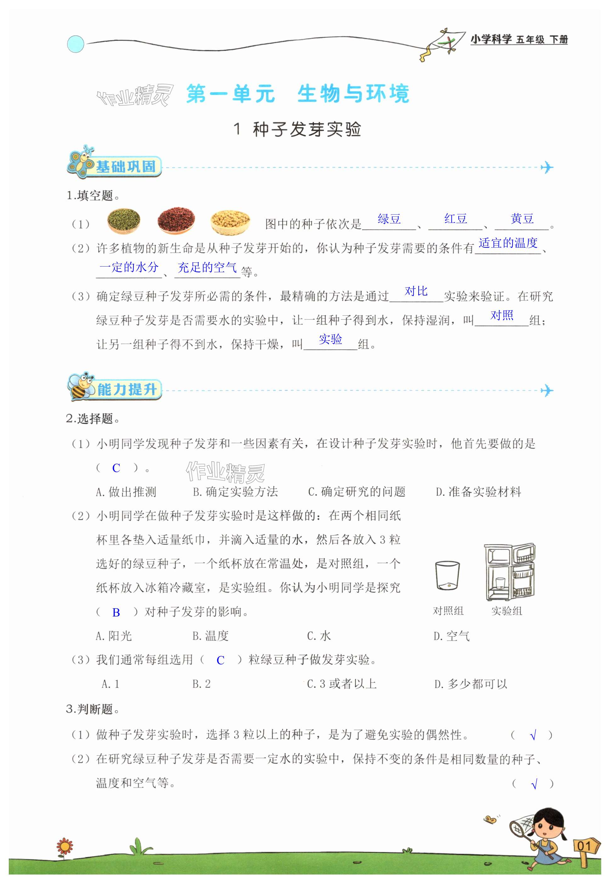 2025年課時(shí)分層作業(yè)本五年級(jí)科學(xué)下冊(cè)教科版 第1頁(yè)