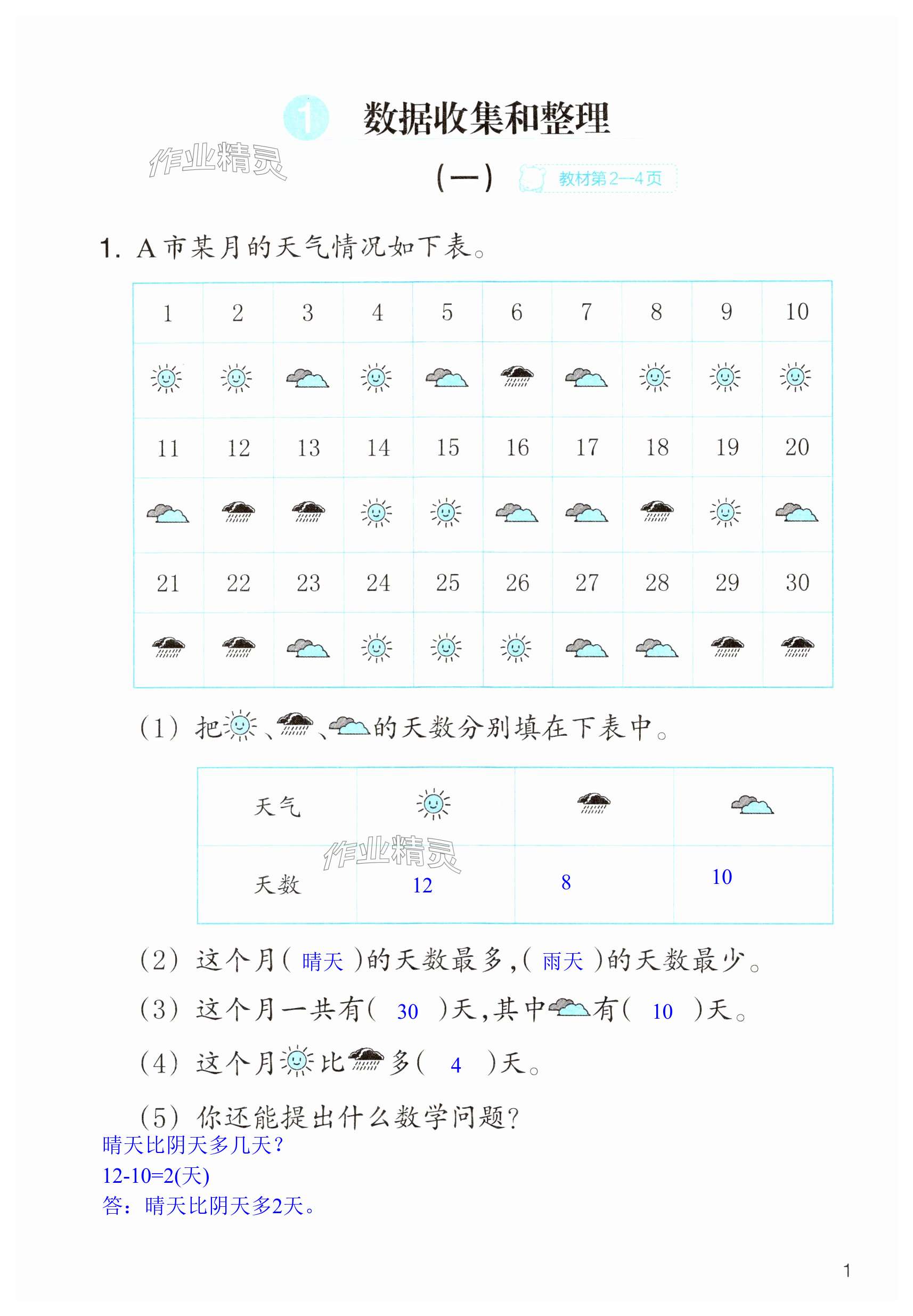 2024年作業(yè)本浙江教育出版社二年級數(shù)學(xué)下冊人教版 第1頁