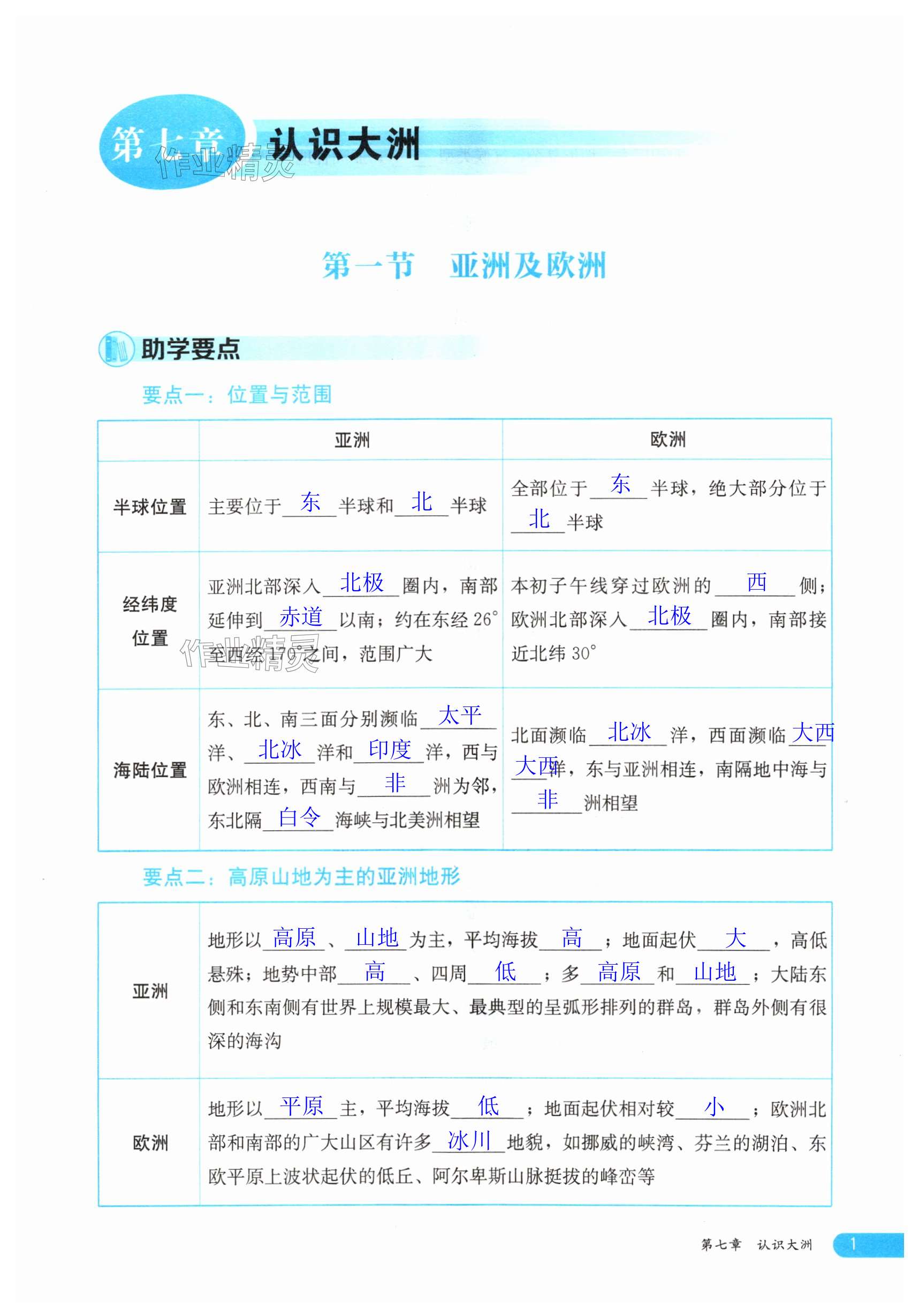 2025年同步導學湖南教育出版社七年級地理下冊湘教版 第1頁