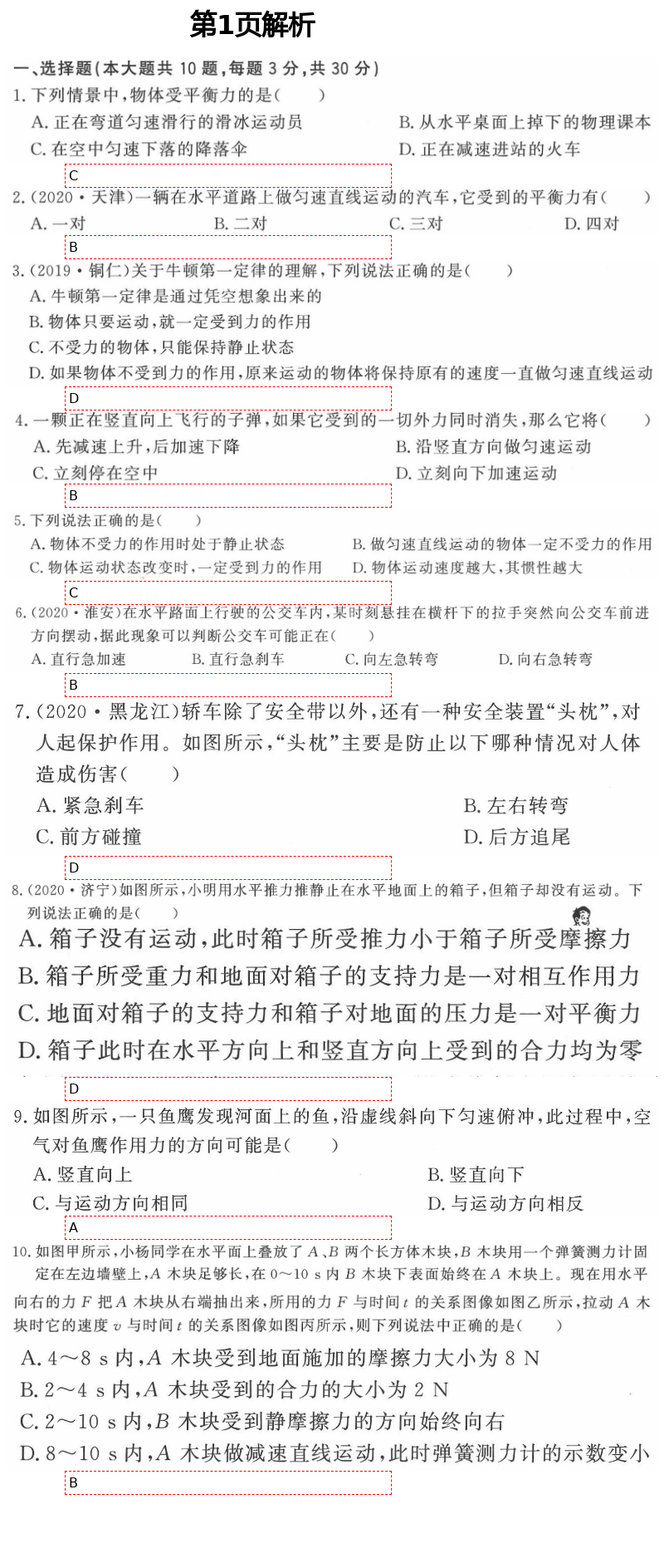 2021年初中物理練習(xí)加過關(guān)八年級下冊滬科版 第1頁