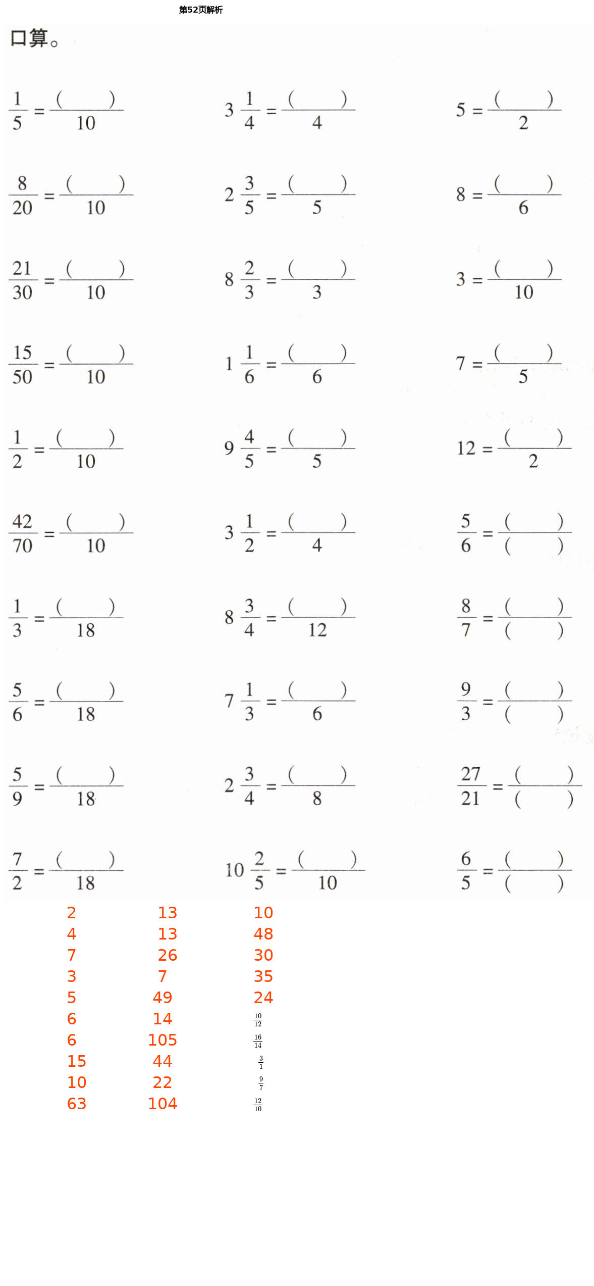 2021年口算應(yīng)用題天天練五年級下冊人教版 第52頁