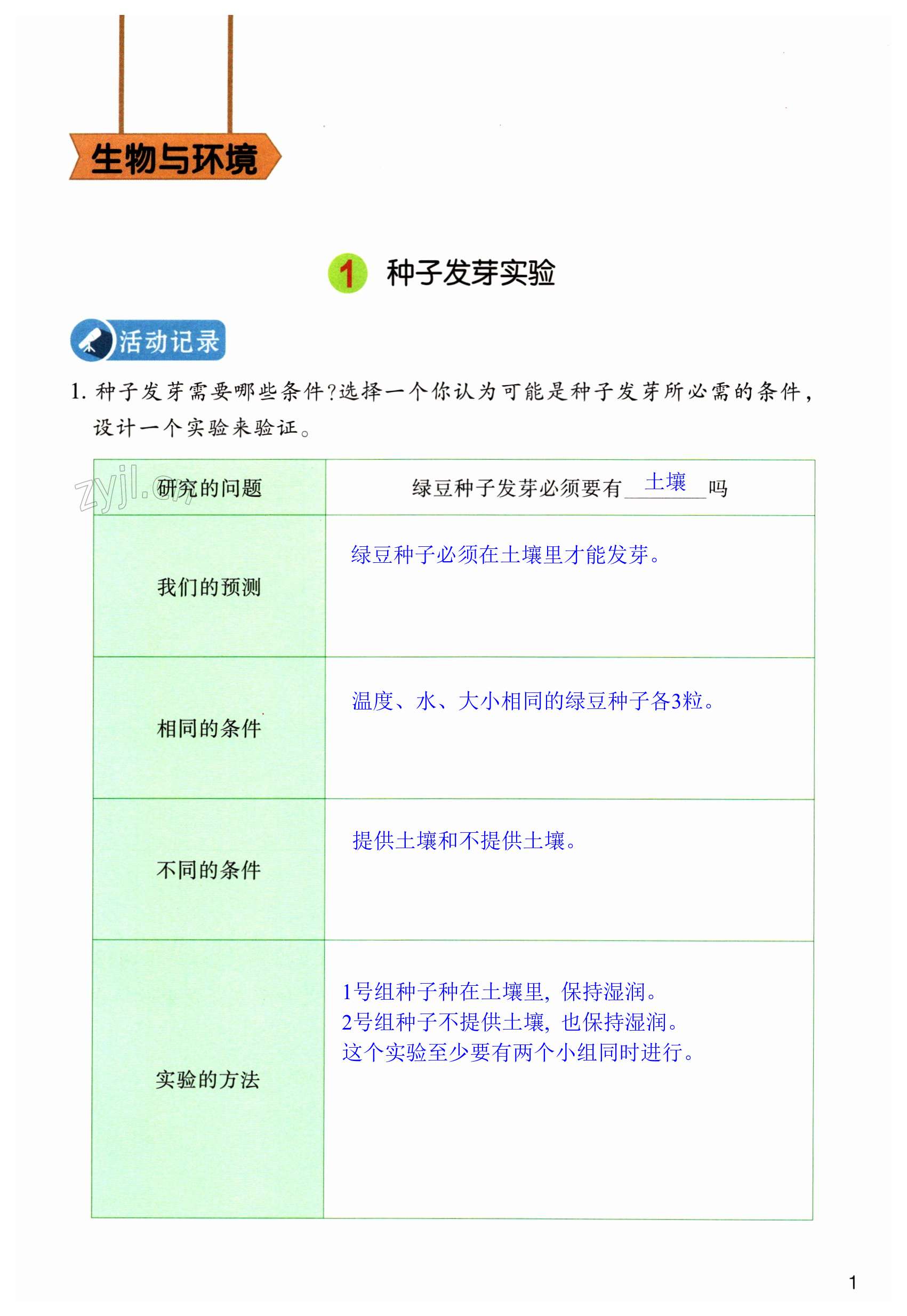 2023年作业本浙江教育出版社五年级科学下册教科版 第1页