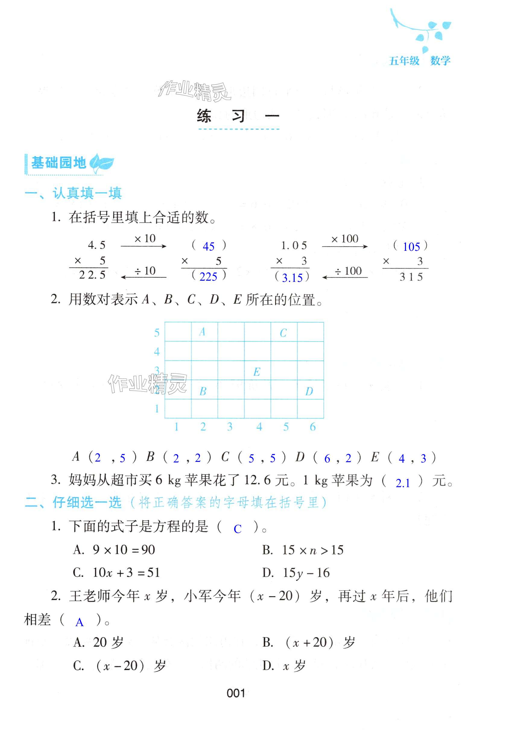 2025年寒假綜合練習五年級數(shù)學人教版 第1頁