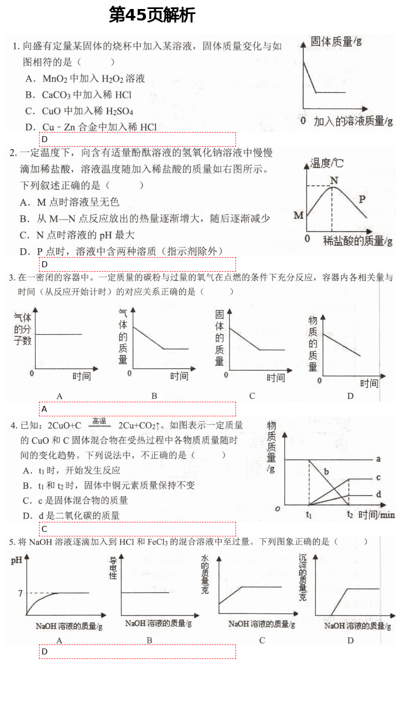 2021年新視角教輔系列叢書初中化學(xué) 參考答案第18頁