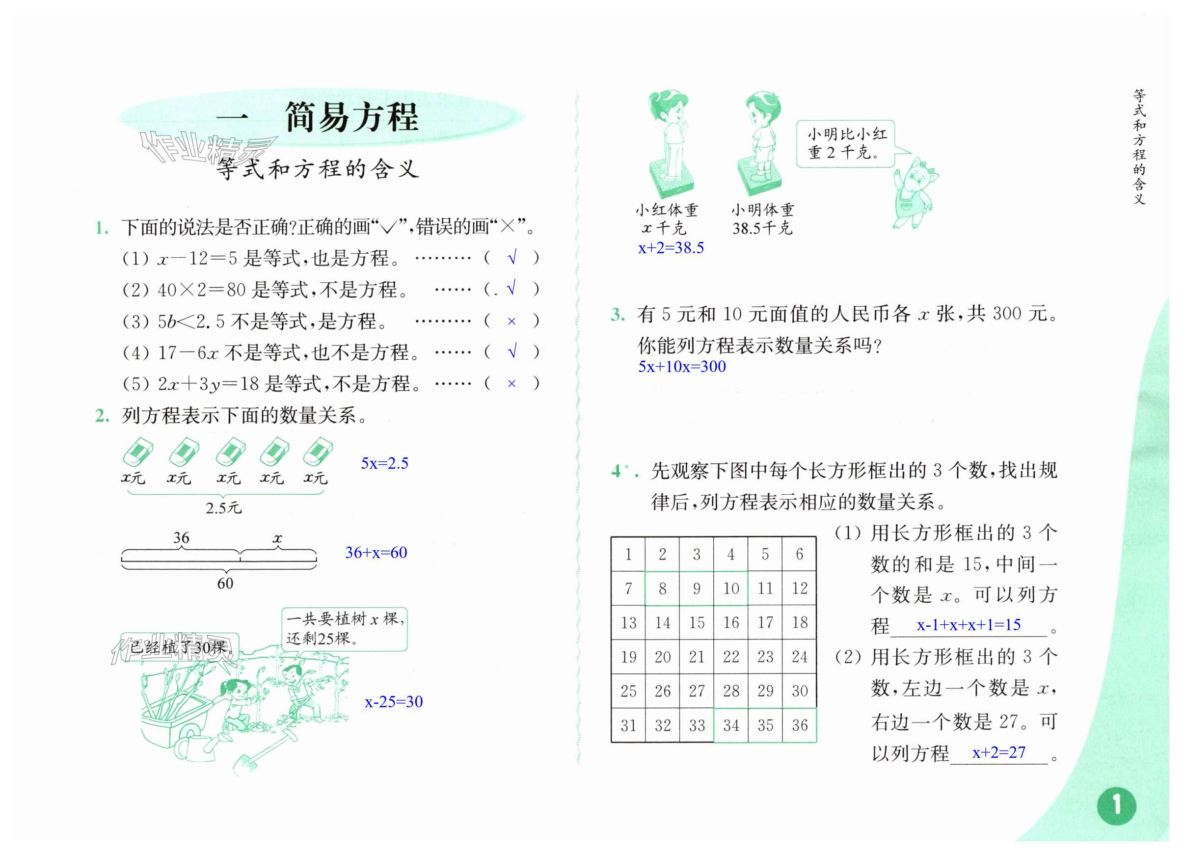 2024年練習與測試五年級數(shù)學(xué)下冊蘇教版彩色版 第1頁