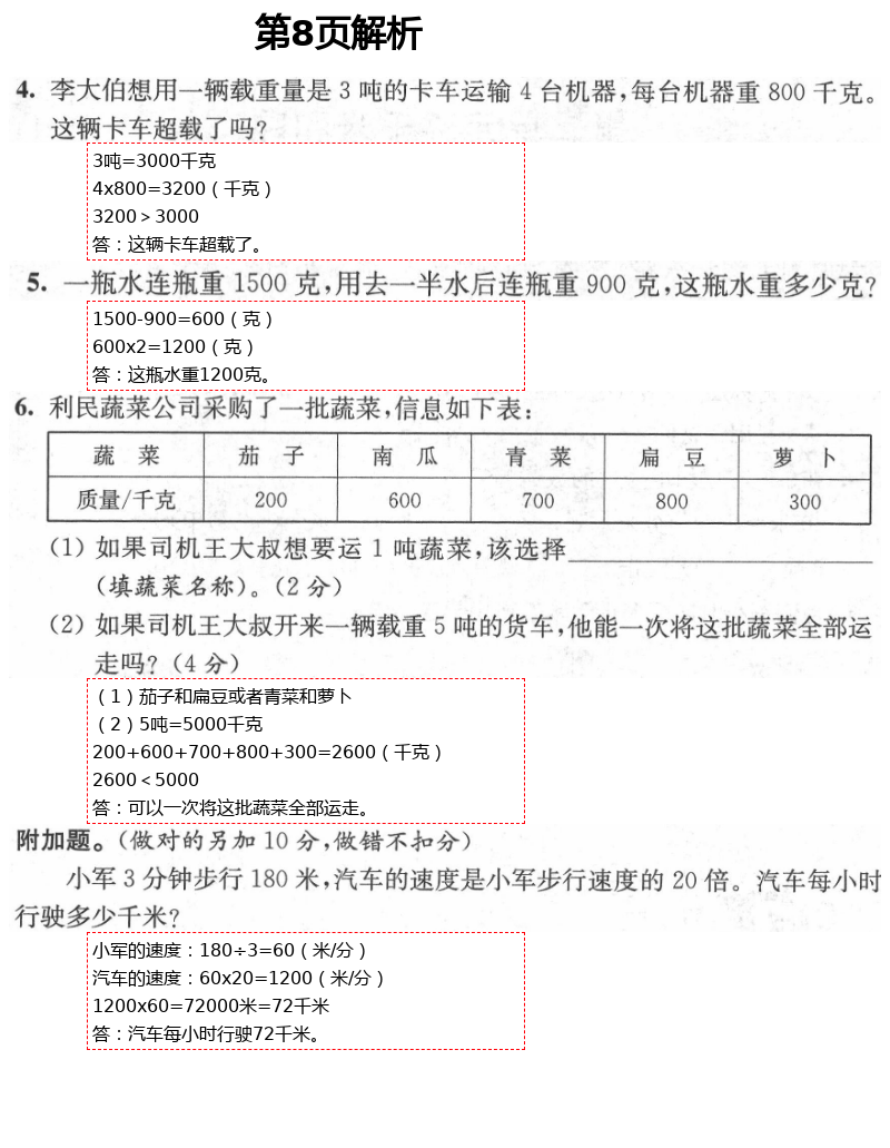 2021年綠色指標(biāo)自我提升三年級數(shù)學(xué)下冊蘇教版 第8頁