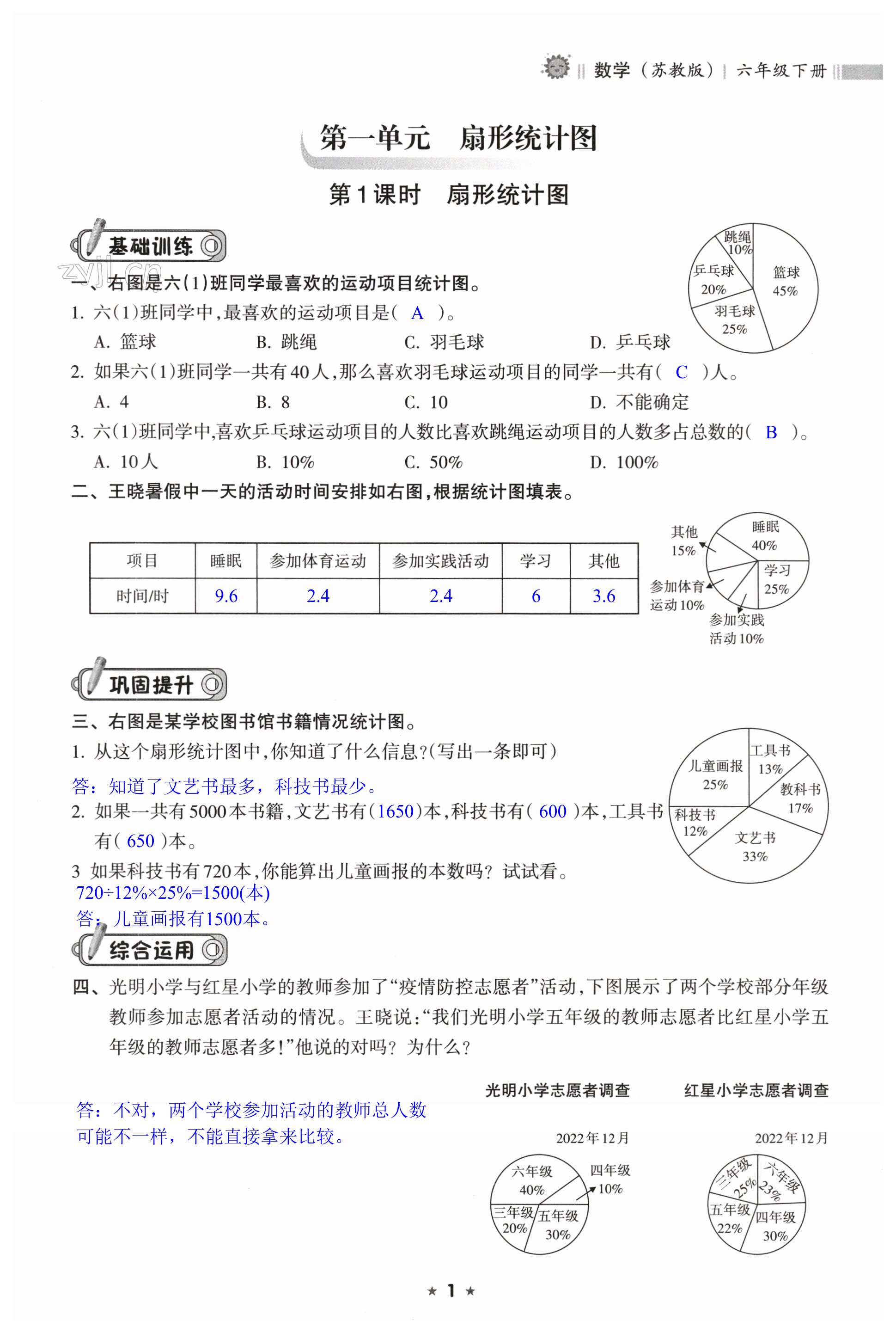 2023年新课程课堂同步练习册六年级数学下册苏教版 第1页