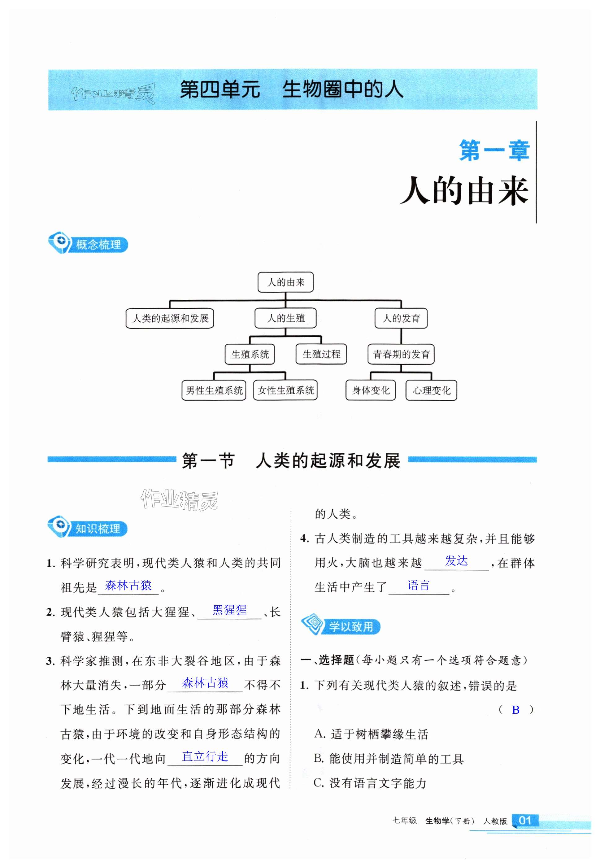 2024年学习之友七年级生物下册人教版 第1页