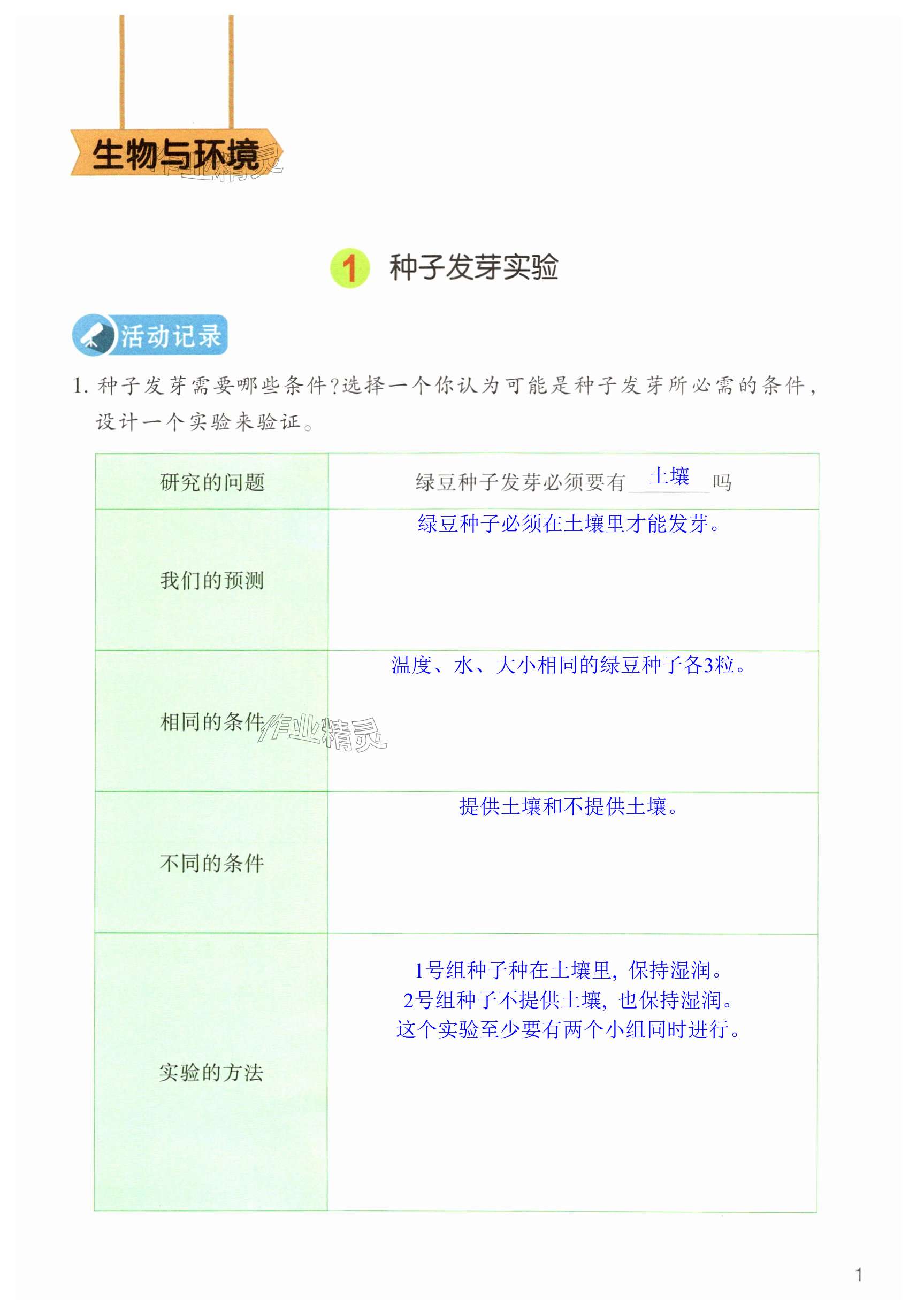 2024年作业本浙江教育出版社五年级科学下册教科版 第1页