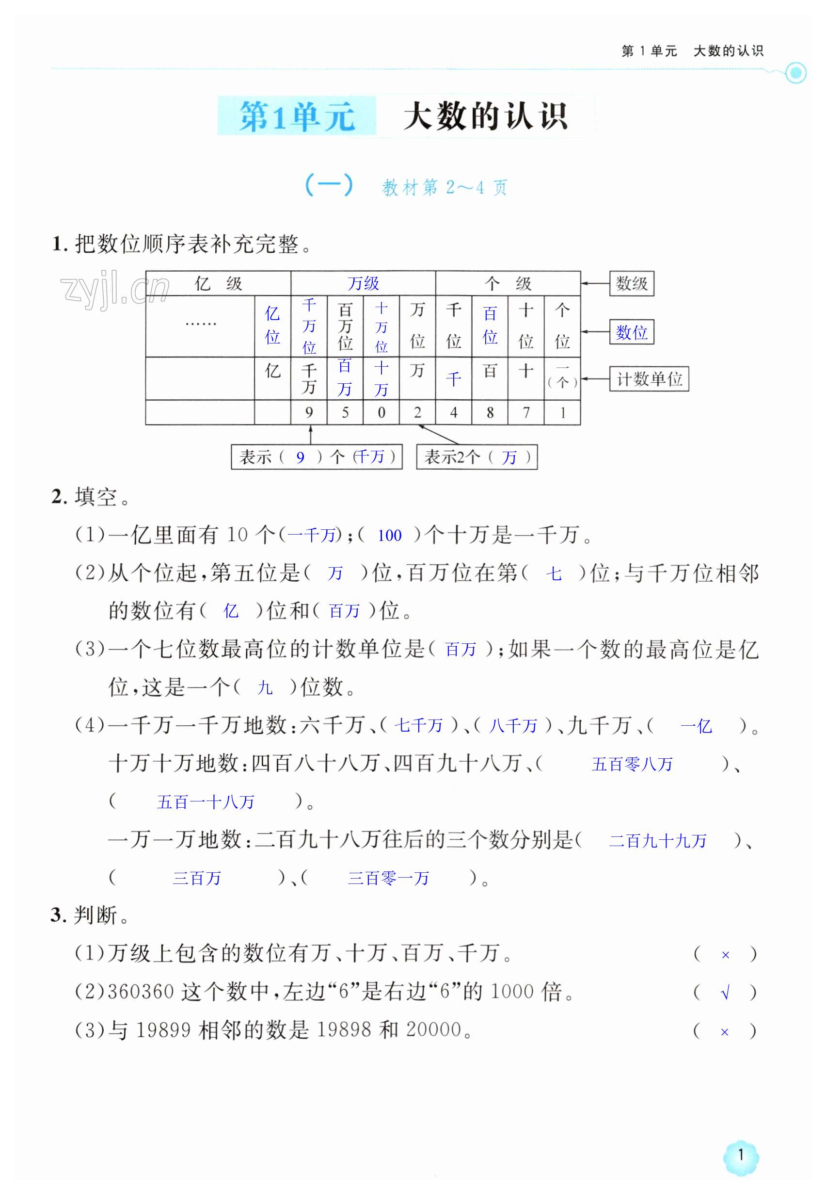 2023年新課標學習方法指導叢書四年級數(shù)學上冊人教版 第1頁