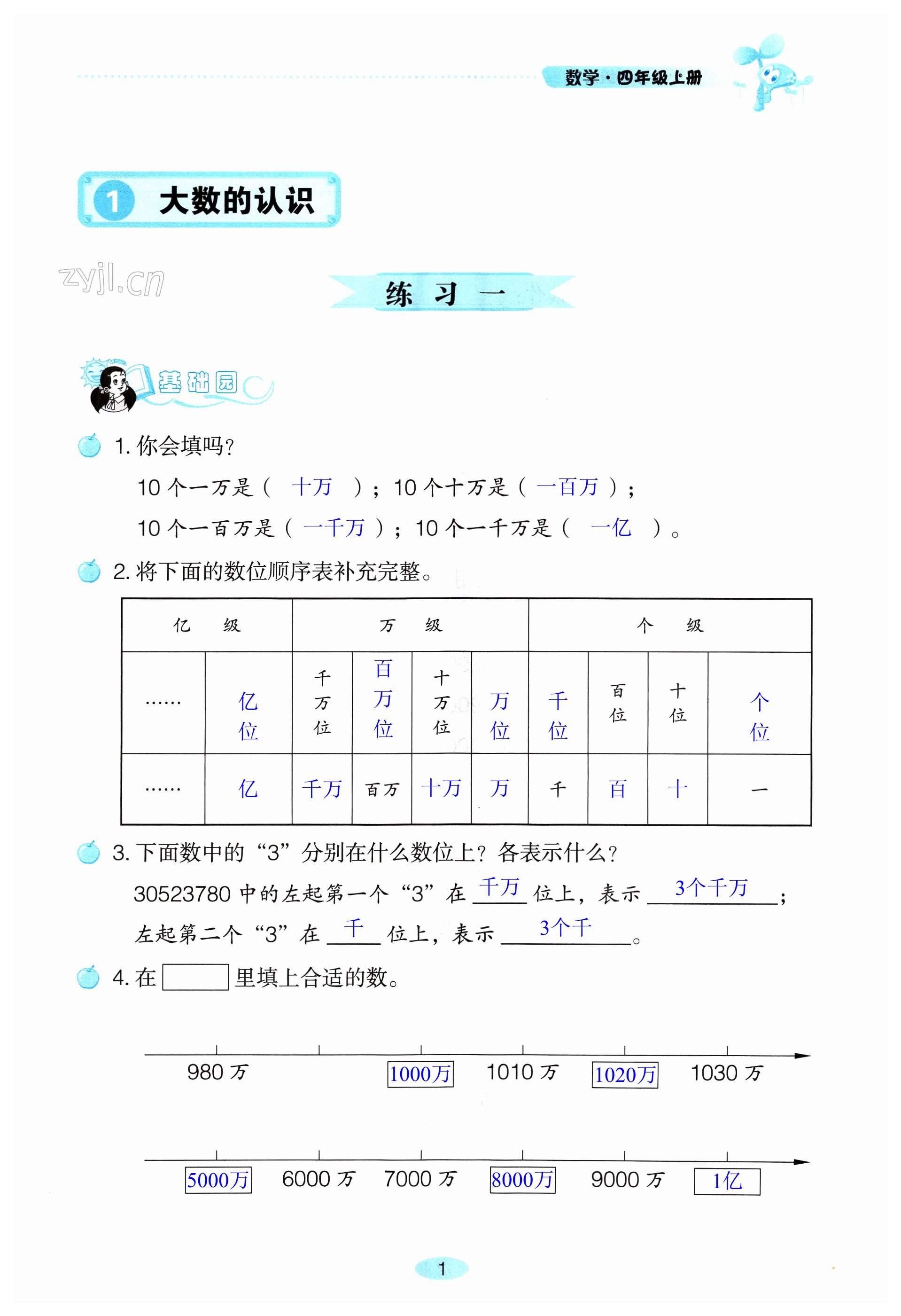 2023年自主学习指导课程四年级数学上册人教版 第1页