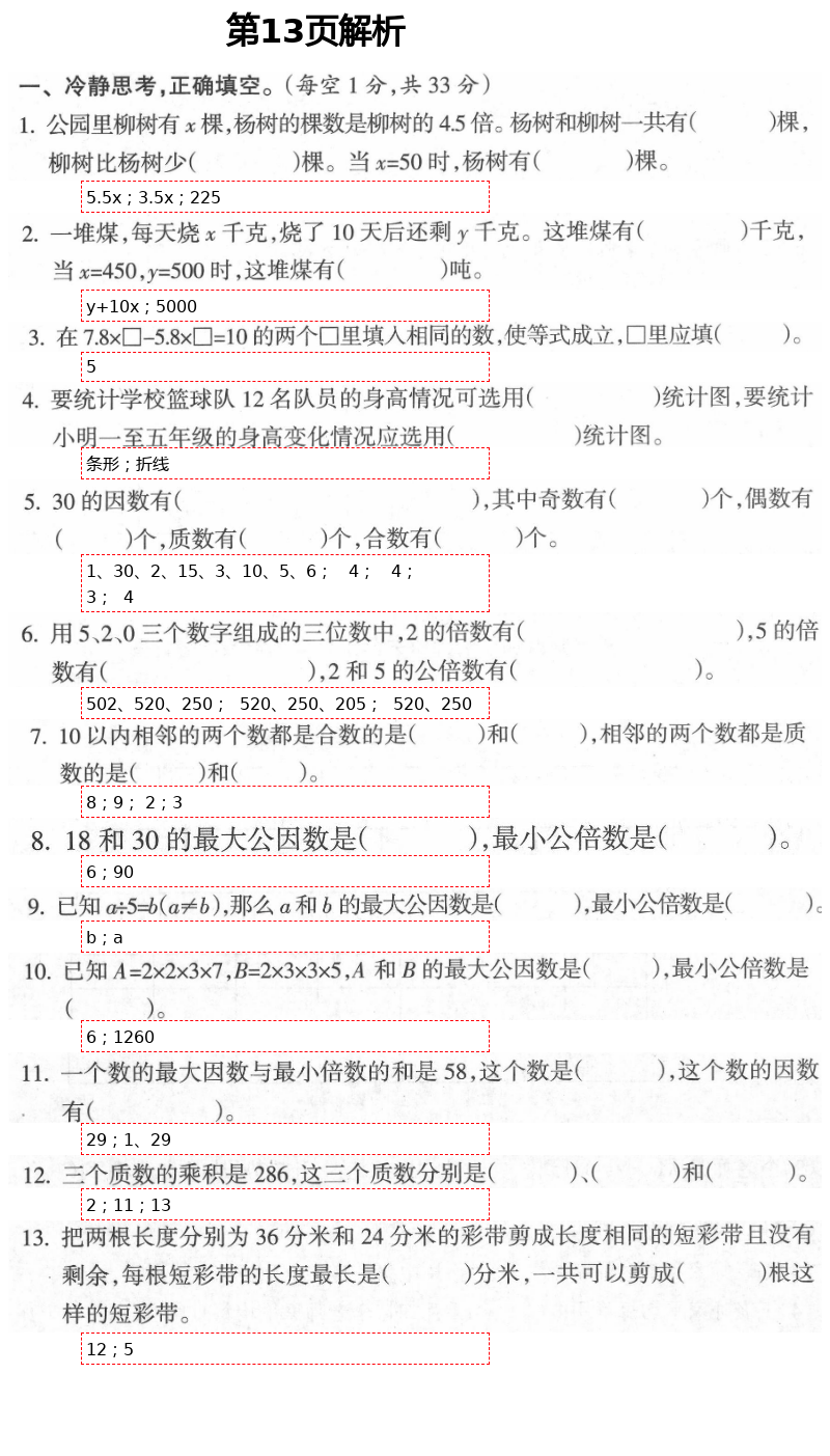 2021年金椰風(fēng)新課程同步練五年級數(shù)學(xué)下冊蘇教版 第13頁