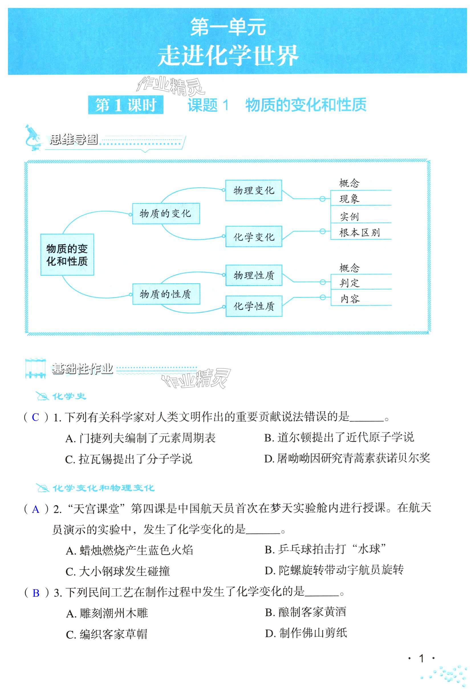 2024年知識與能力訓(xùn)練九年級化學(xué)全一冊人教版A版 第1頁