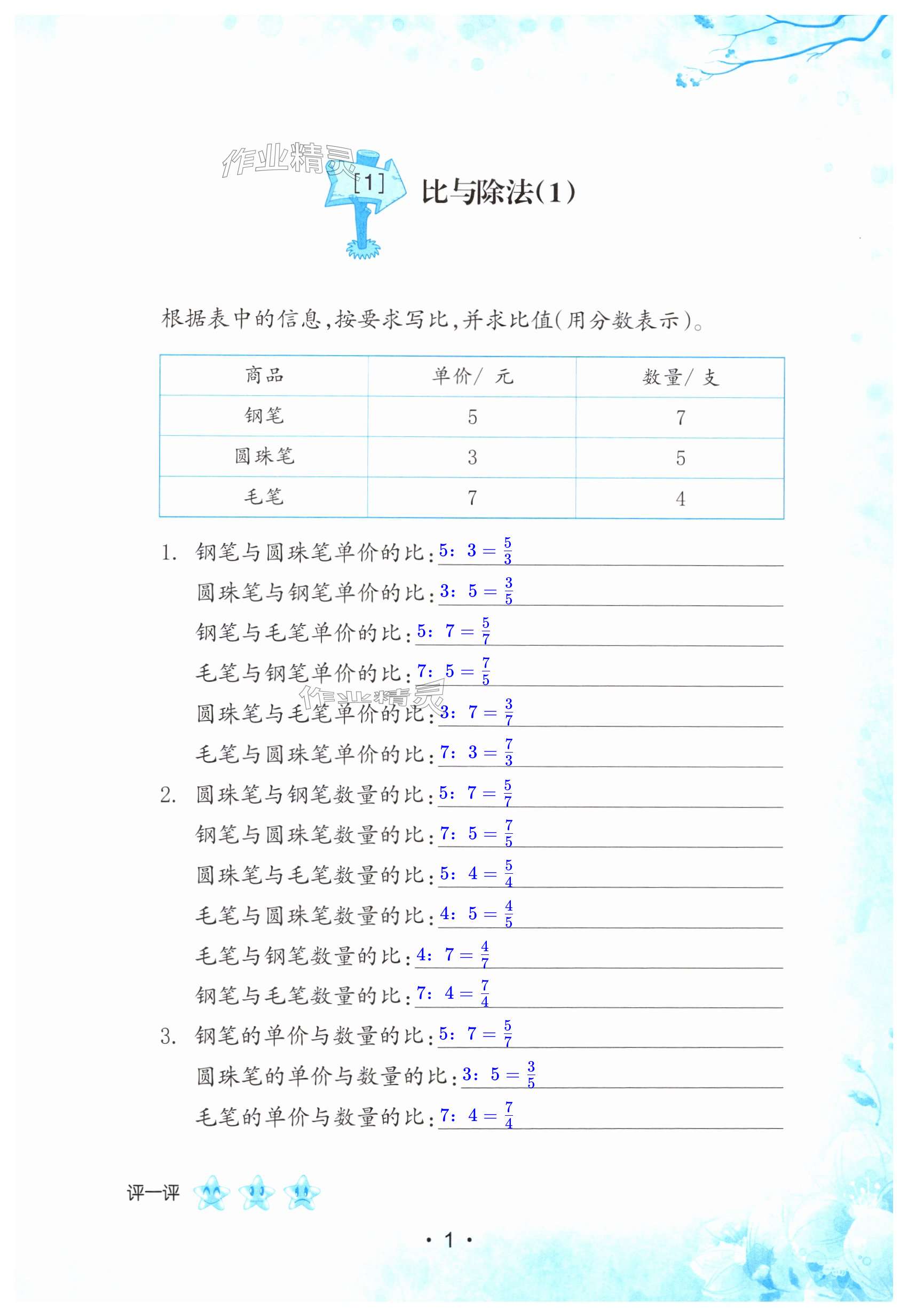 2024年口算小能手六年級數(shù)學(xué)上冊人教版 第1頁