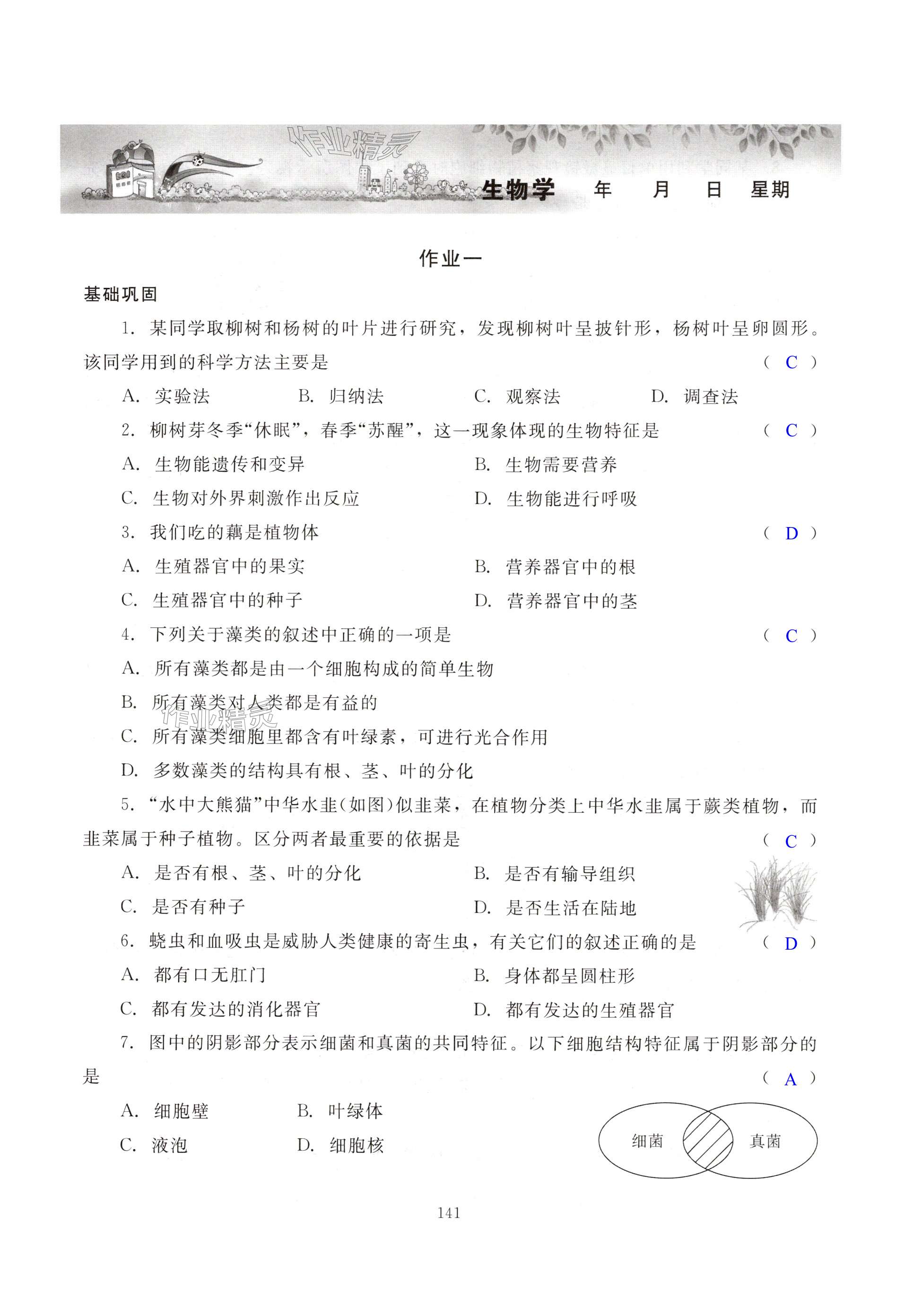 2025年暑假生活七年級(jí)副科湖南少年兒童出版社 第141頁
