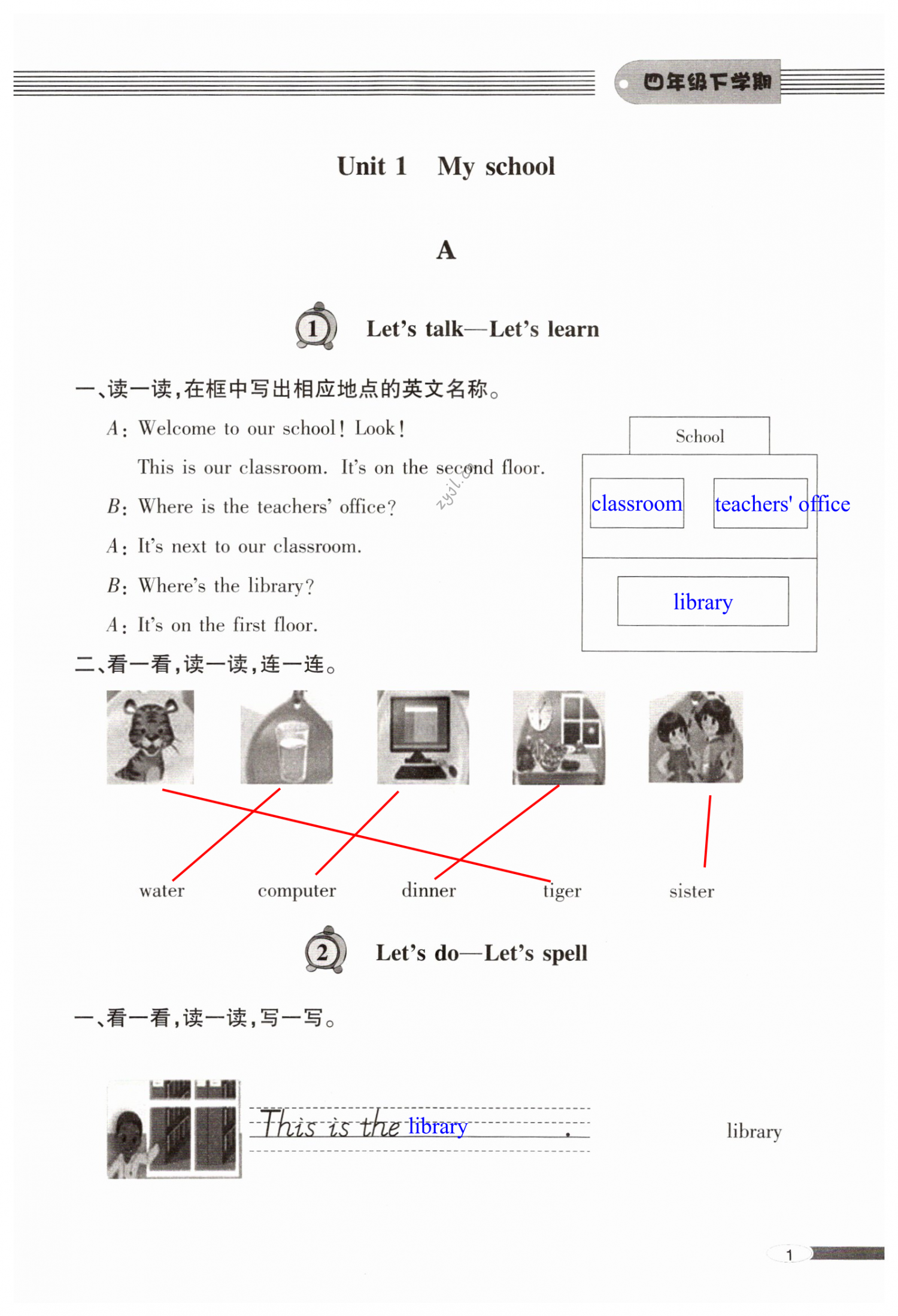 2022年新課堂同步學(xué)習(xí)與探究四年級英語下冊人教版金鄉(xiāng)專版 第1頁