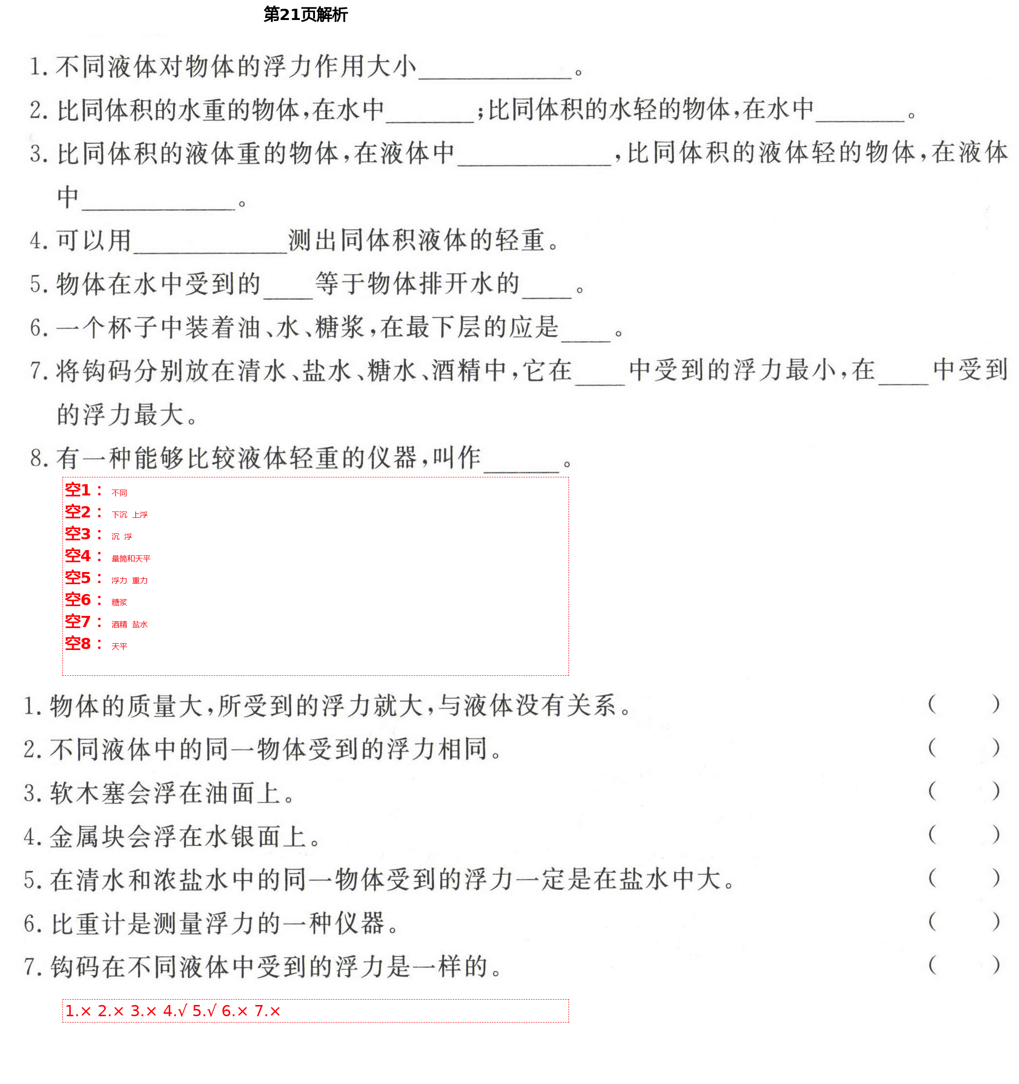 2021年新思維伴你學(xué)單元達(dá)標(biāo)測(cè)試卷五年級(jí)科學(xué)下冊(cè)教科版 第21頁(yè)