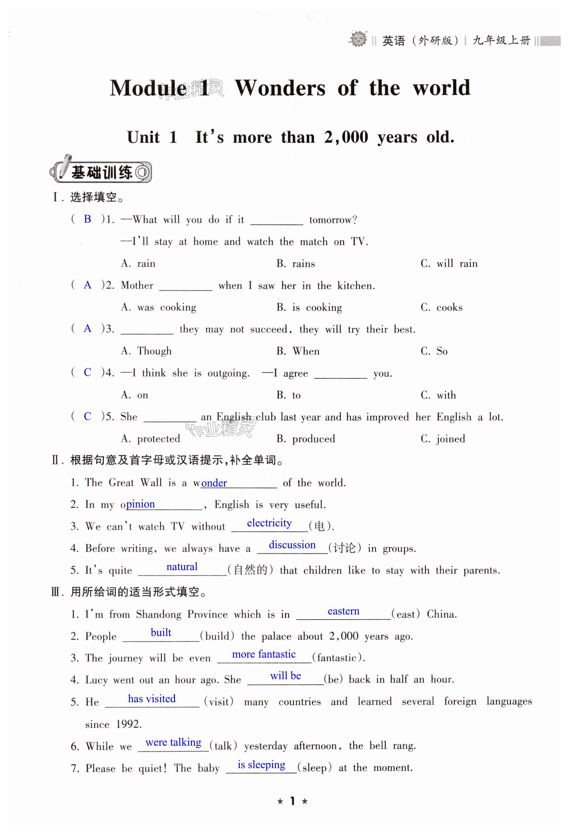 2024年新課程課堂同步練習冊九年級英語上冊外研版 第1頁