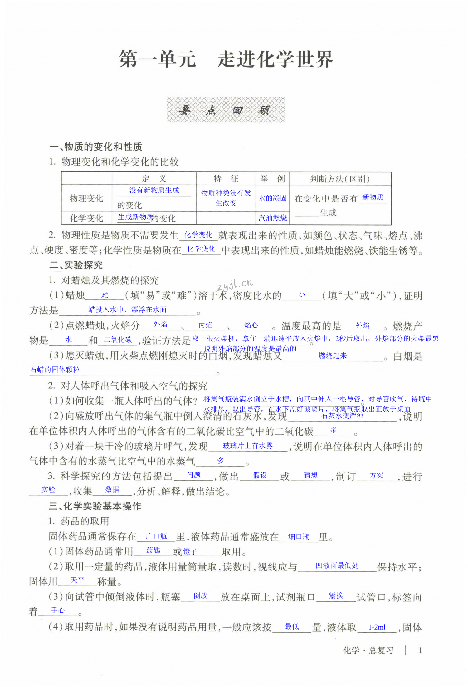 2022年自主學(xué)習(xí)指導(dǎo)課程與測(cè)試化學(xué)總復(fù)習(xí) 第1頁