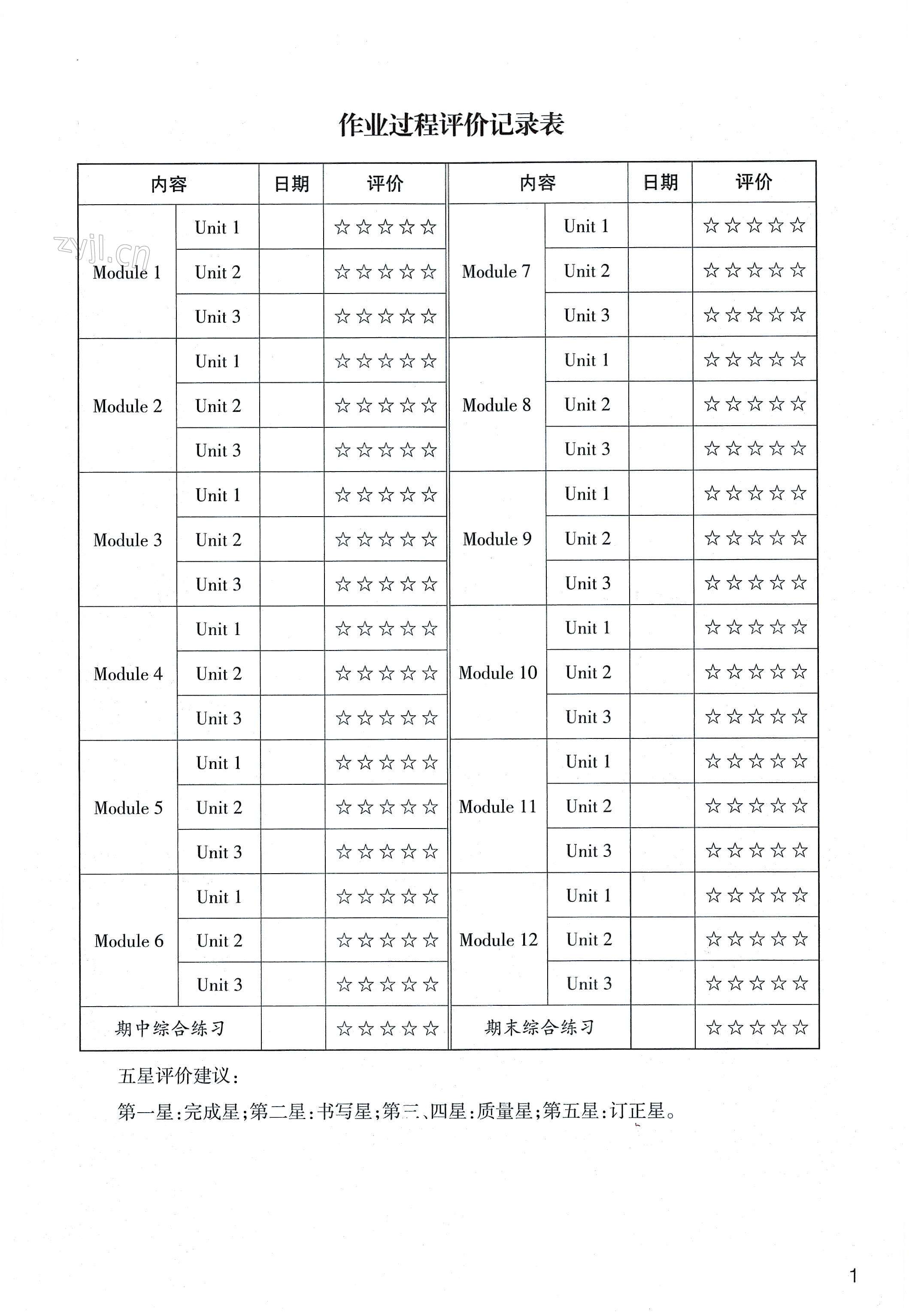 2022年作業(yè)本浙江教育出版社九年級英語上冊外研版 第1頁