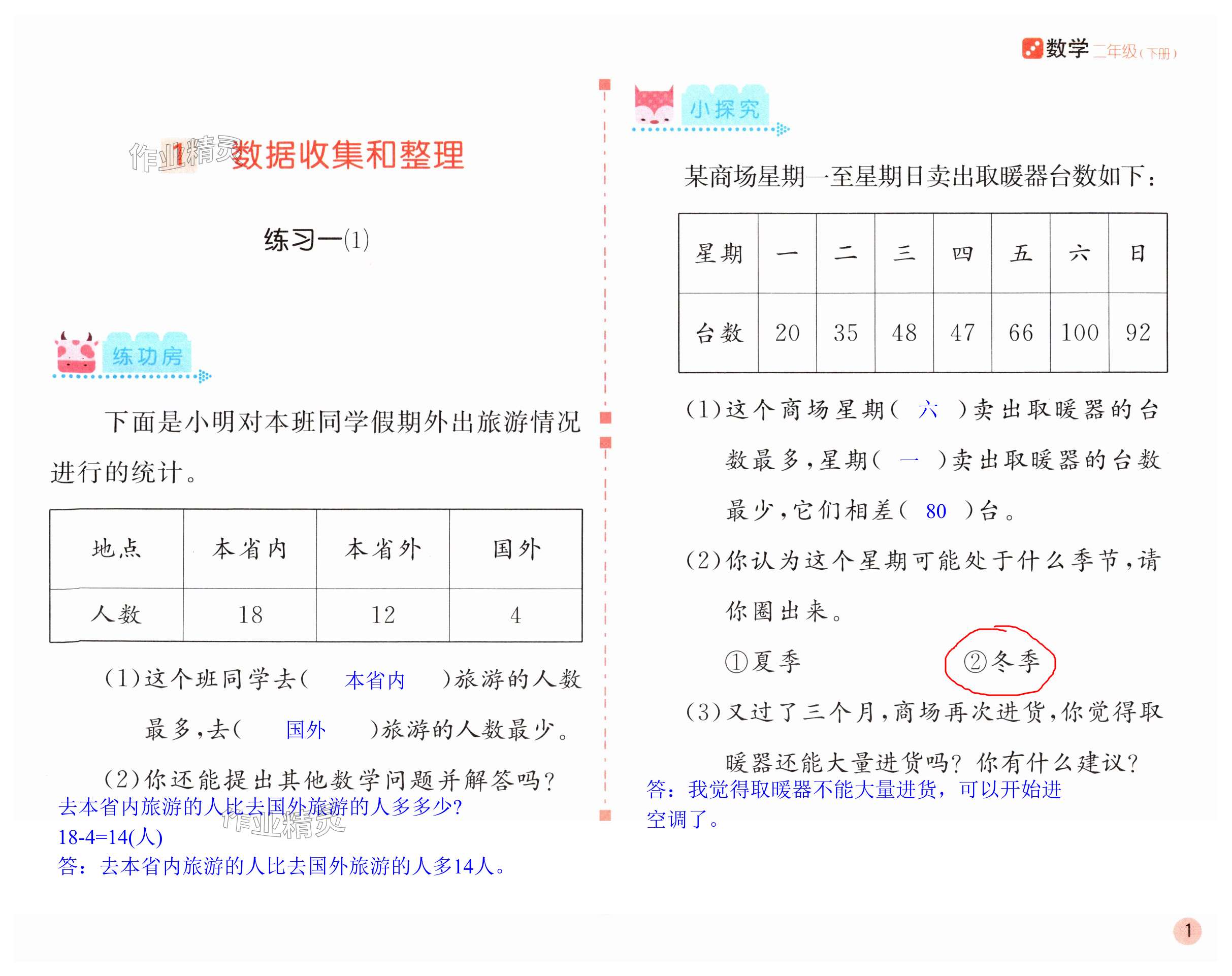 2024年課堂練習(xí)二年級數(shù)學(xué)下冊人教版 第1頁