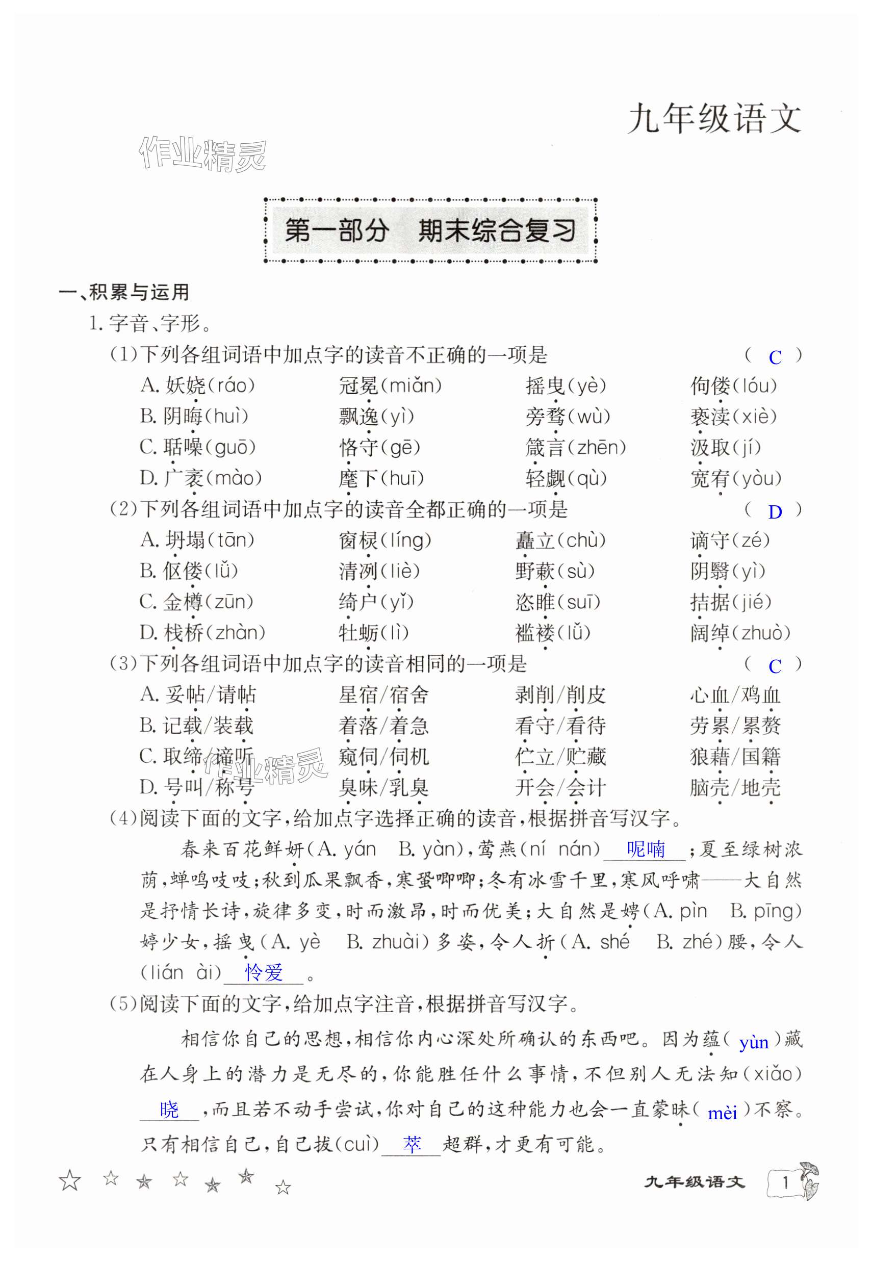 2025年寒假作業(yè)延邊教育出版社九年級合訂本A版人教版河南專版 第1頁