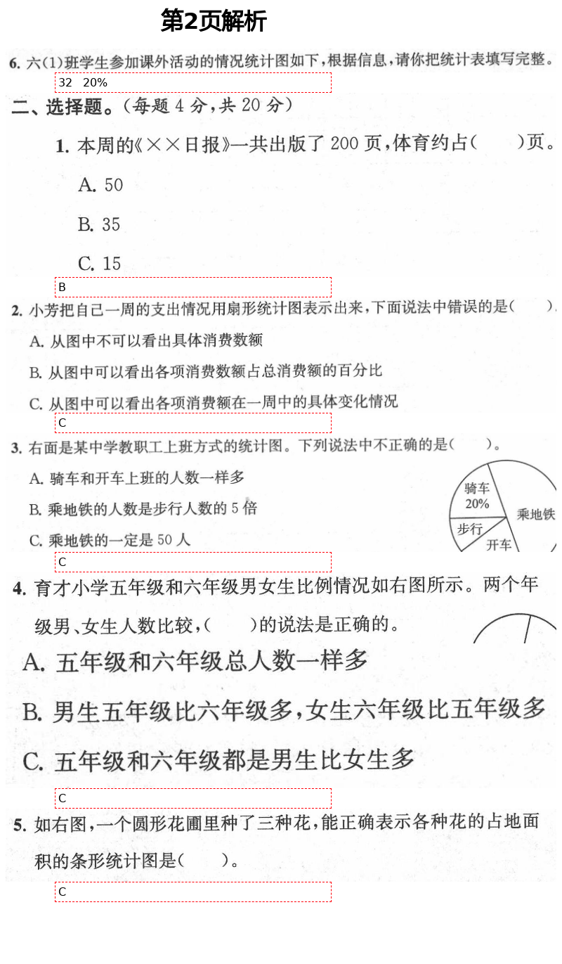 2021年绿色指标自我提升六年级数学下册苏教版 第2页