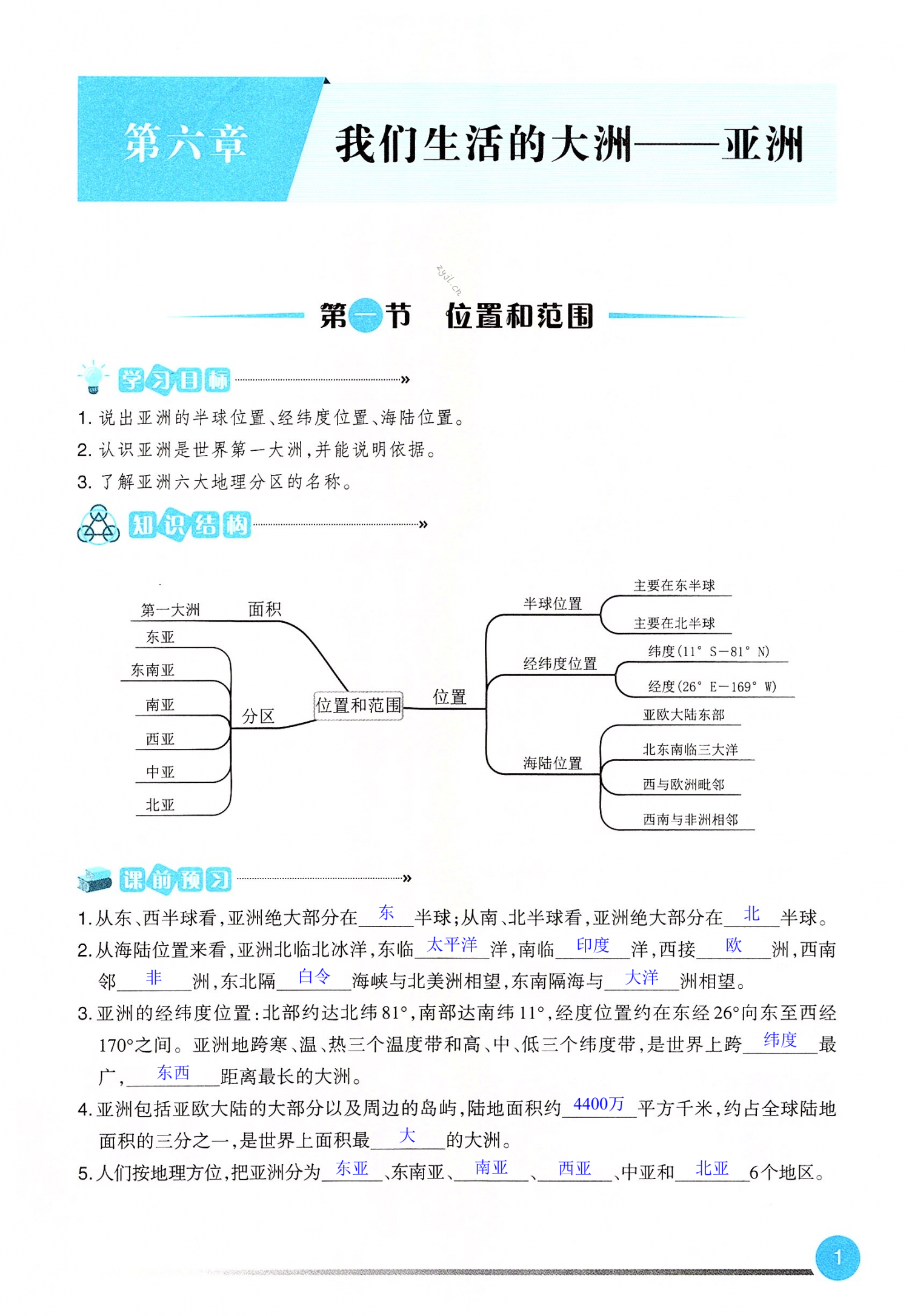 2022年学习指要七年级地理下册人教版 第1页