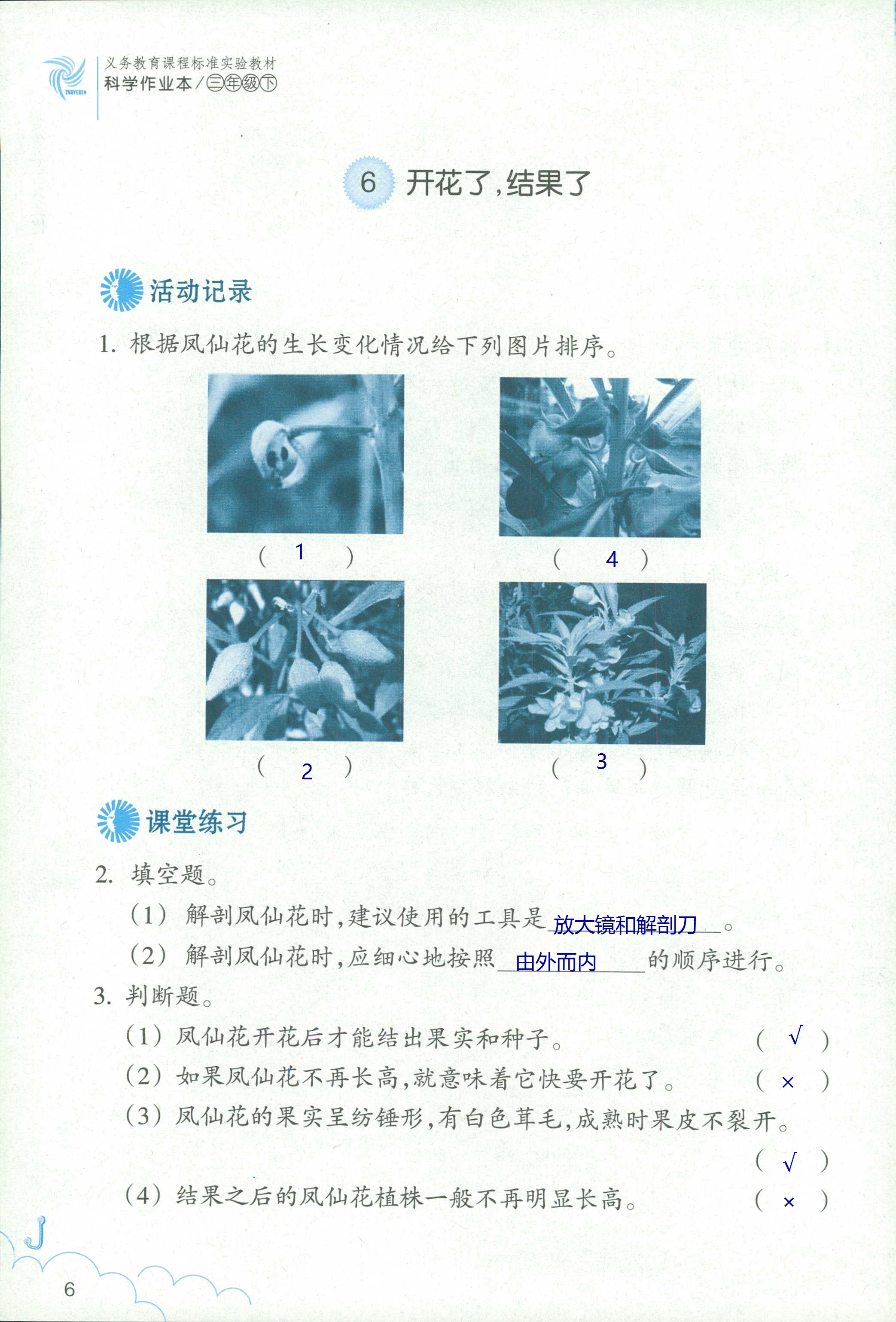 科學(xué)作業(yè)本 第6頁(yè)