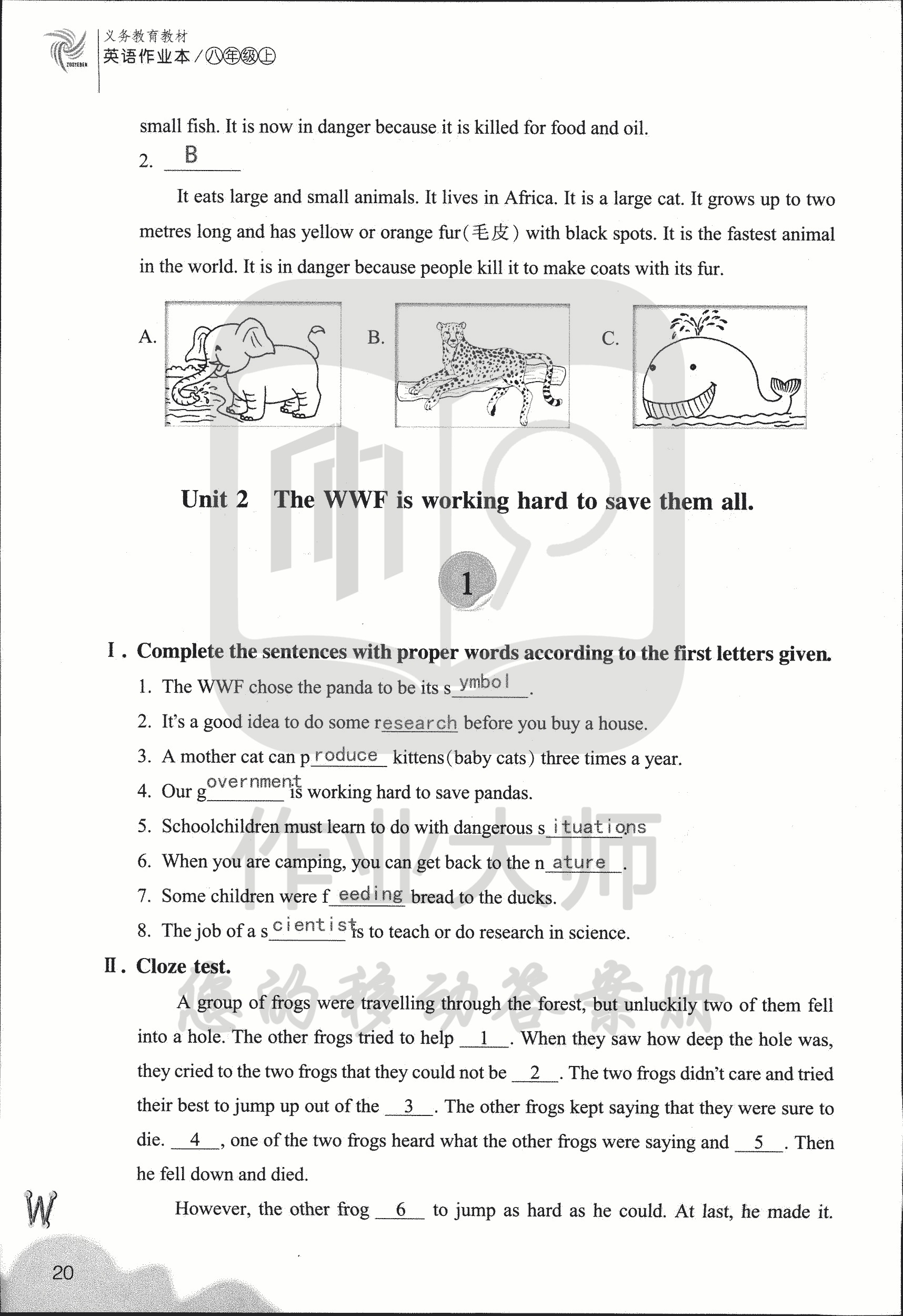 英語作業(yè)本1 第20頁