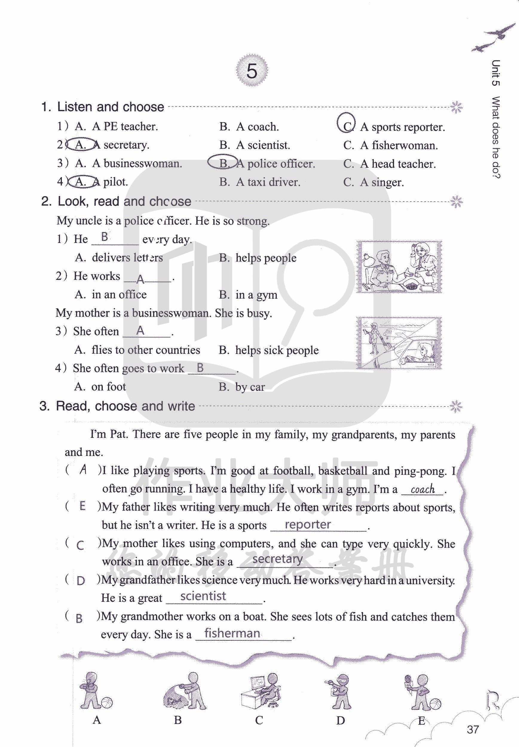 英語(yǔ)作業(yè)本 第37頁(yè)